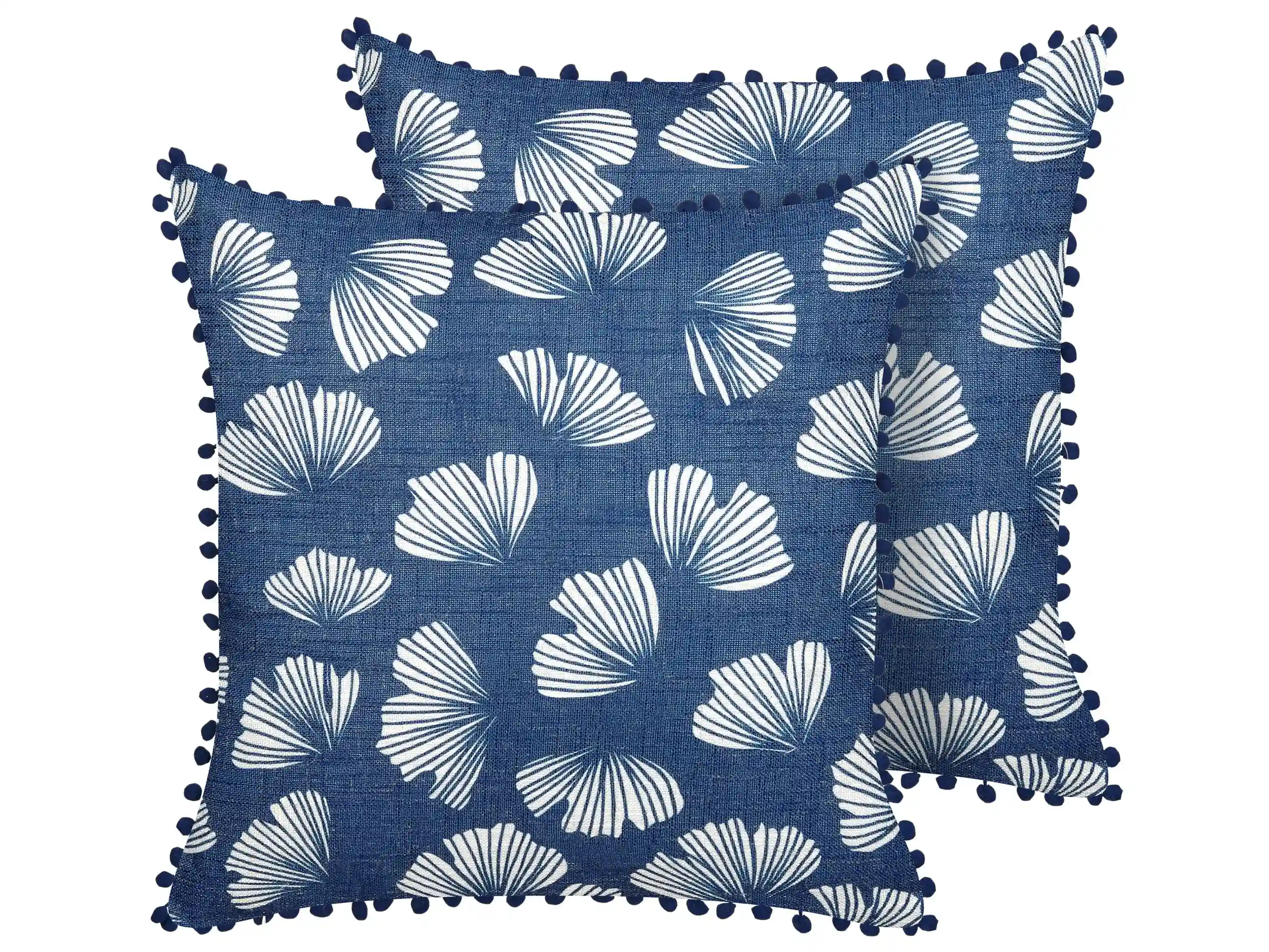 Conjunto de 2 cojines decorativos DANDELION 45 x 45 cm Azul oscuro Patrón de plantas