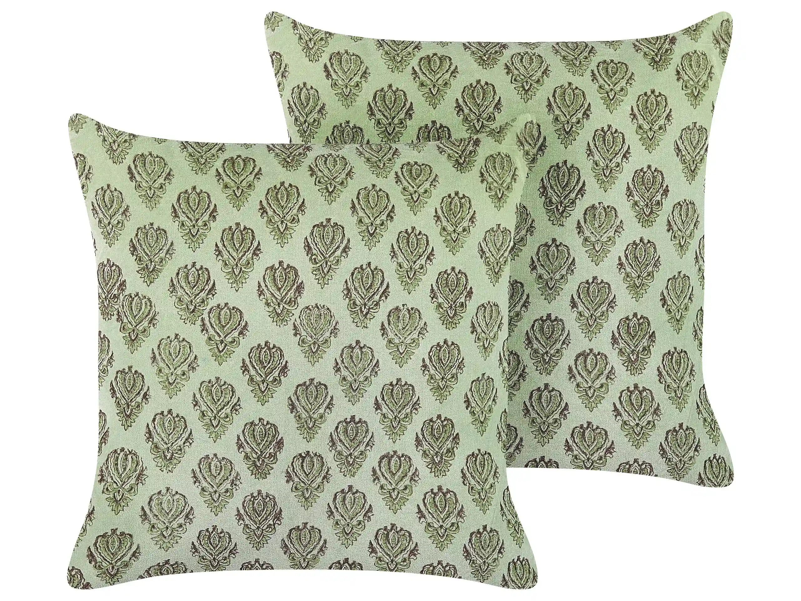 Conjunto de 2 cojines decorativos RUNGIA Terciopelo 45 x 45 cm Verde Patrón floral