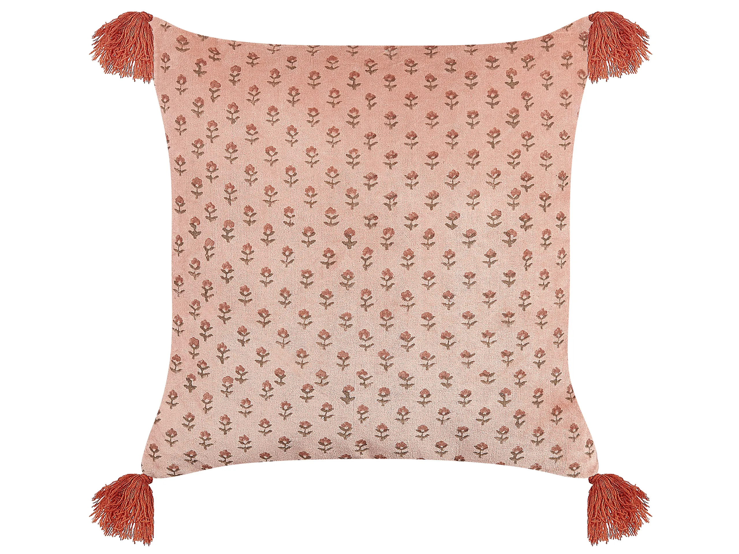 Cojín decorativo RUMHORA Terciopelo 45 x 45 cm Rosa Patrón floral