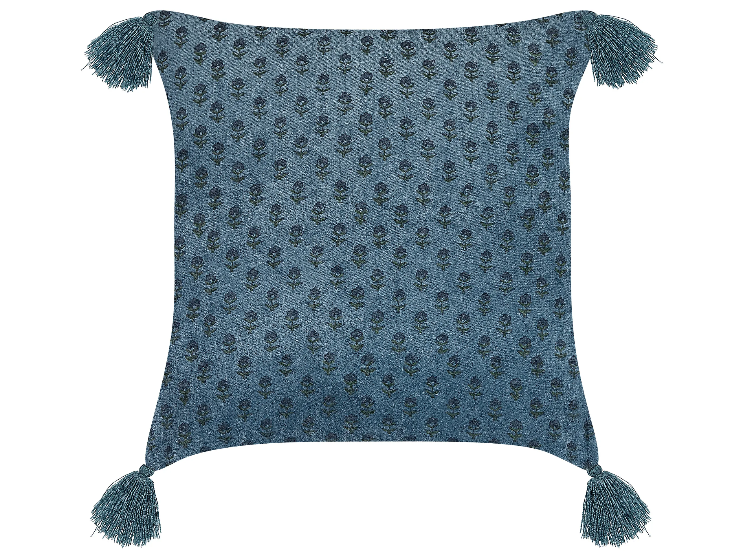 Cojín decorativo RIBES Terciopelo 45 x 45 cm Azul oscuro Patrón floral