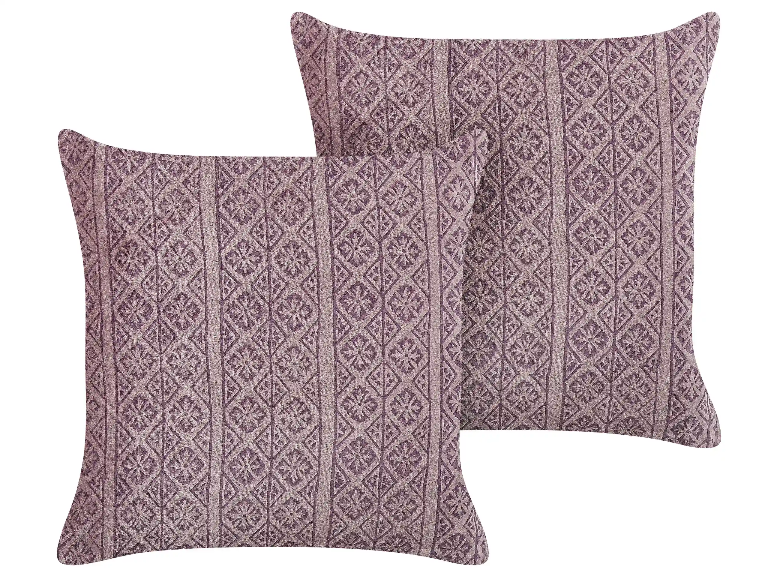 Conjunto de 2 cojines decorativos SILYBUM Terciopelo 45 x 45 cm Rosa Patrón geométrico