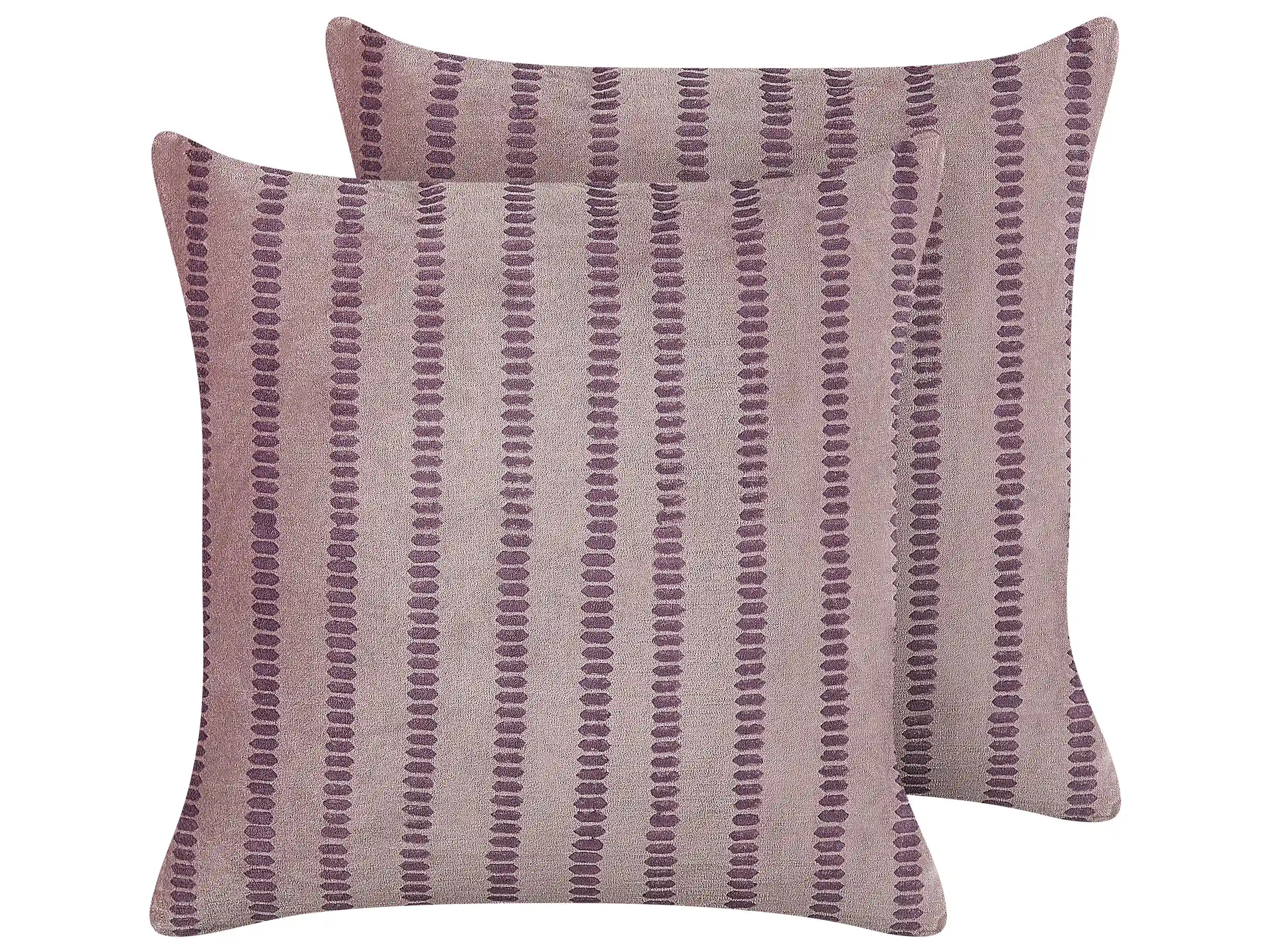 Conjunto de 2 cojines decorativos AGAPANTHUS Terciopelo 45 x 45 cm Rosa A rayas