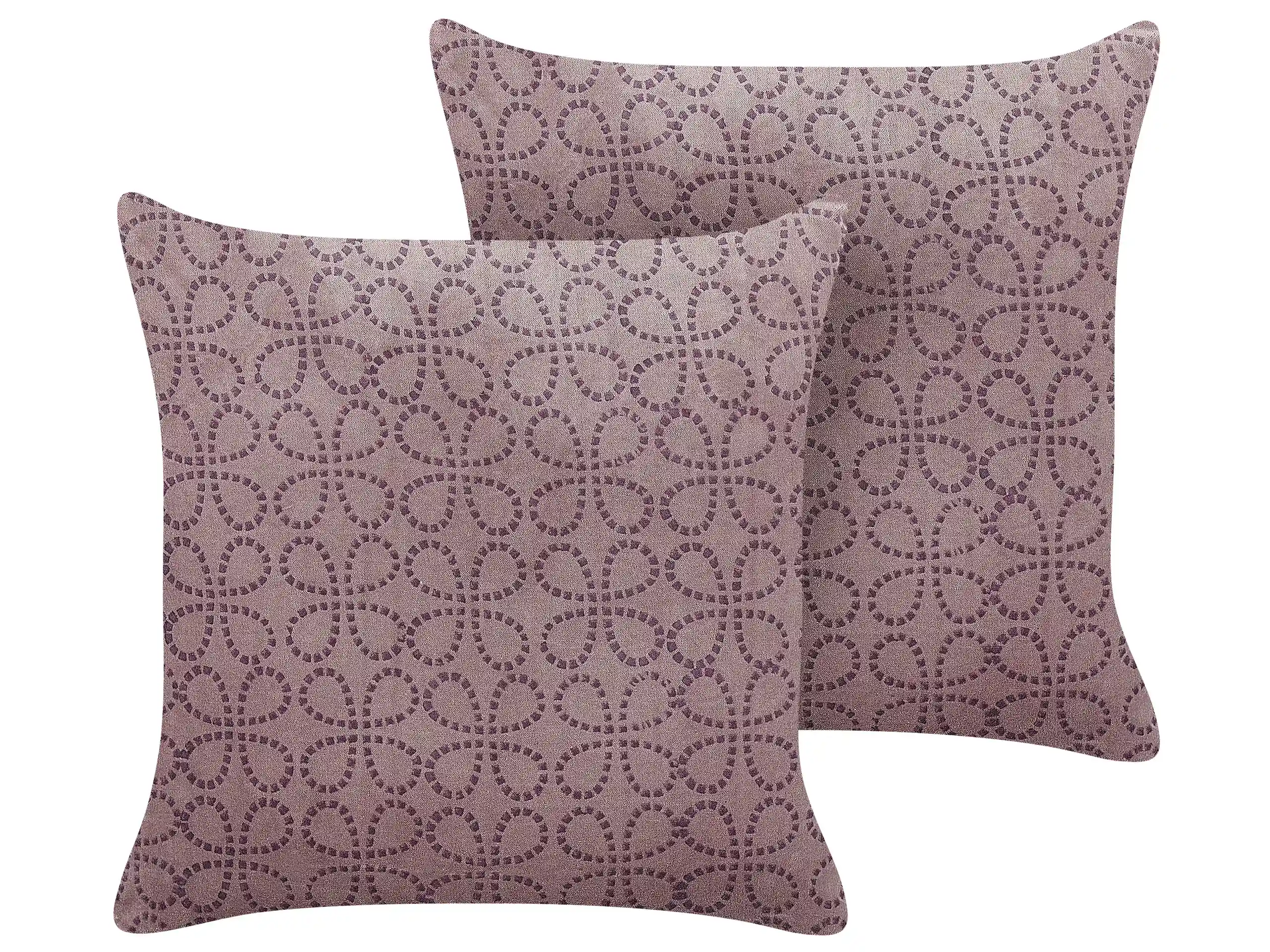 Conjunto de 2 cojines decorativos LARKSPUR Terciopelo 45 x 45 cm Rosa Patrón geométrico
