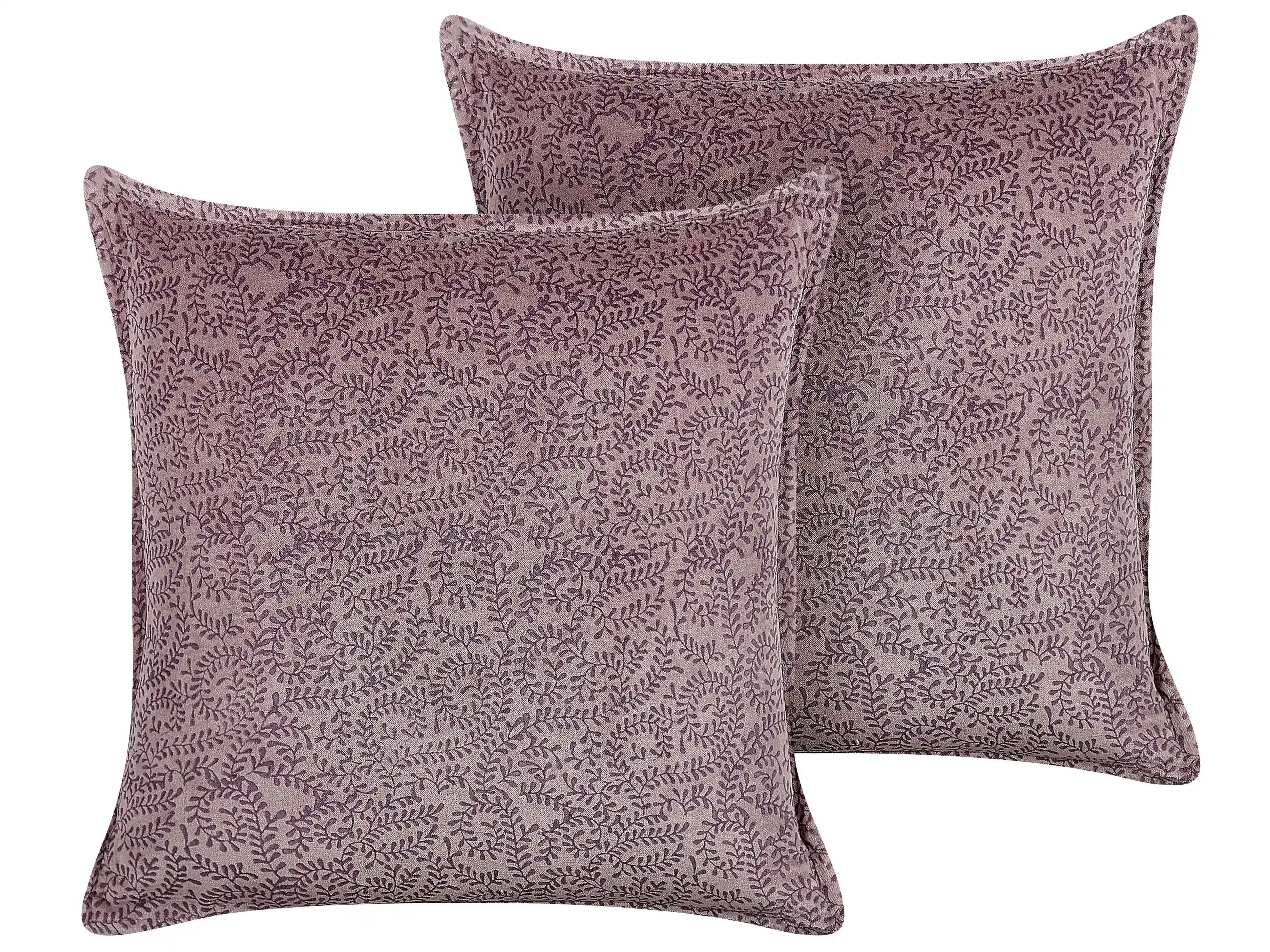 Conjunto de 2 cojines decorativos KALMIA Terciopelo 45 x 45 cm Rosa Patrón floral