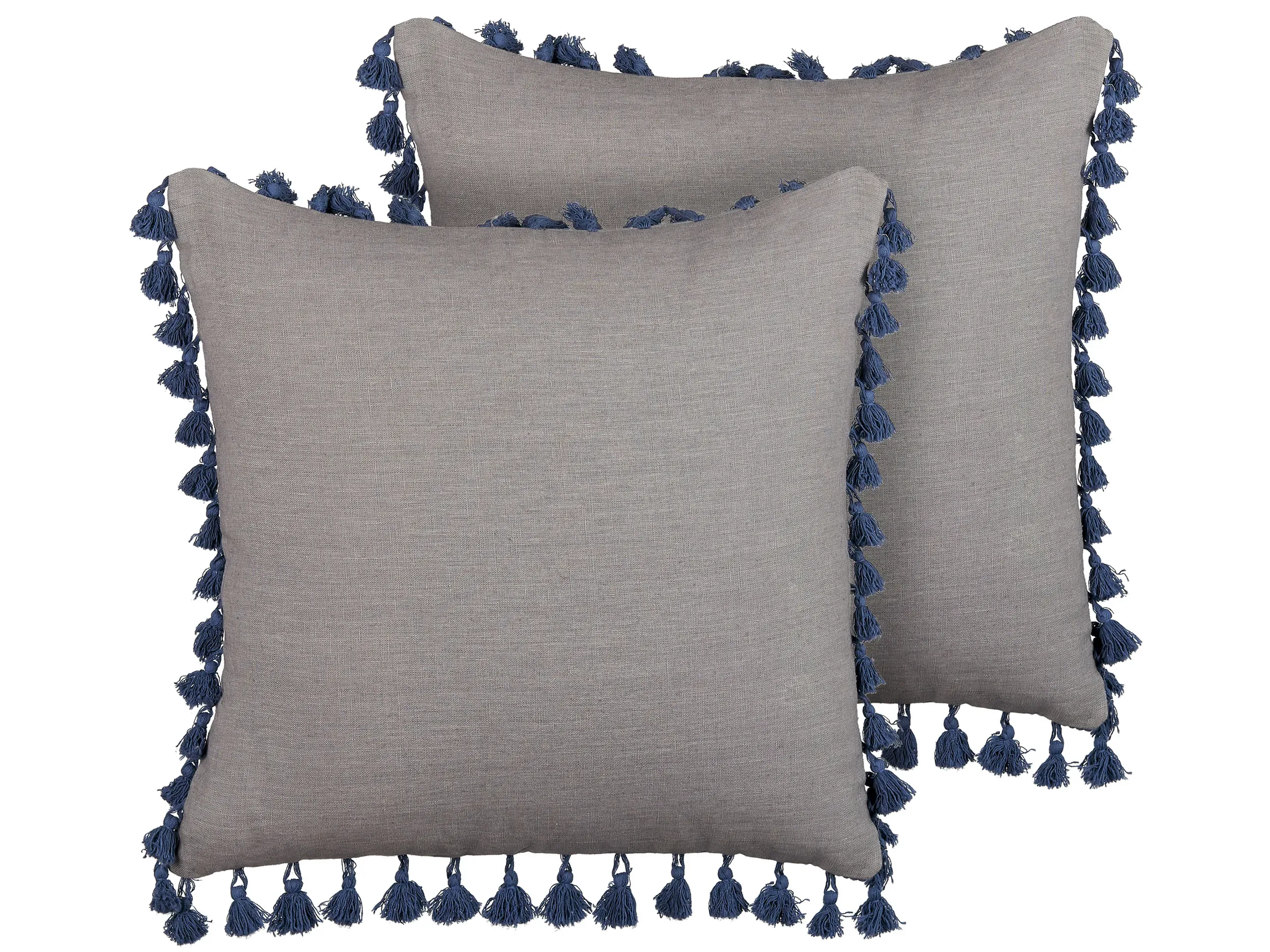 Conjunto de 2 cojines decorativos CARPINUS Lino 45 x 45 cm Gris Liso