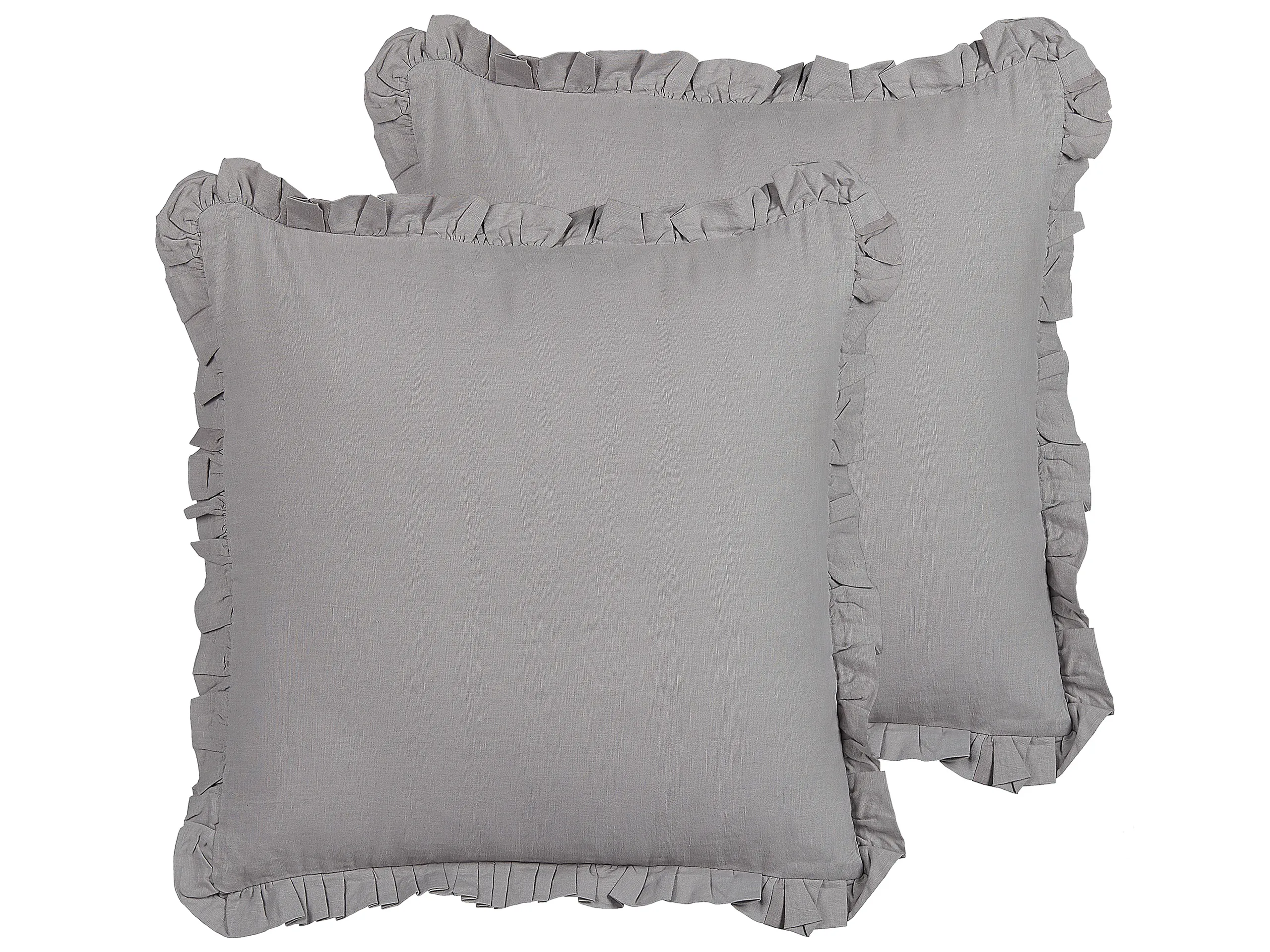 Conjunto de 2 cojines decorativos GLABRA Lino 45 x 45 cm Gris Liso