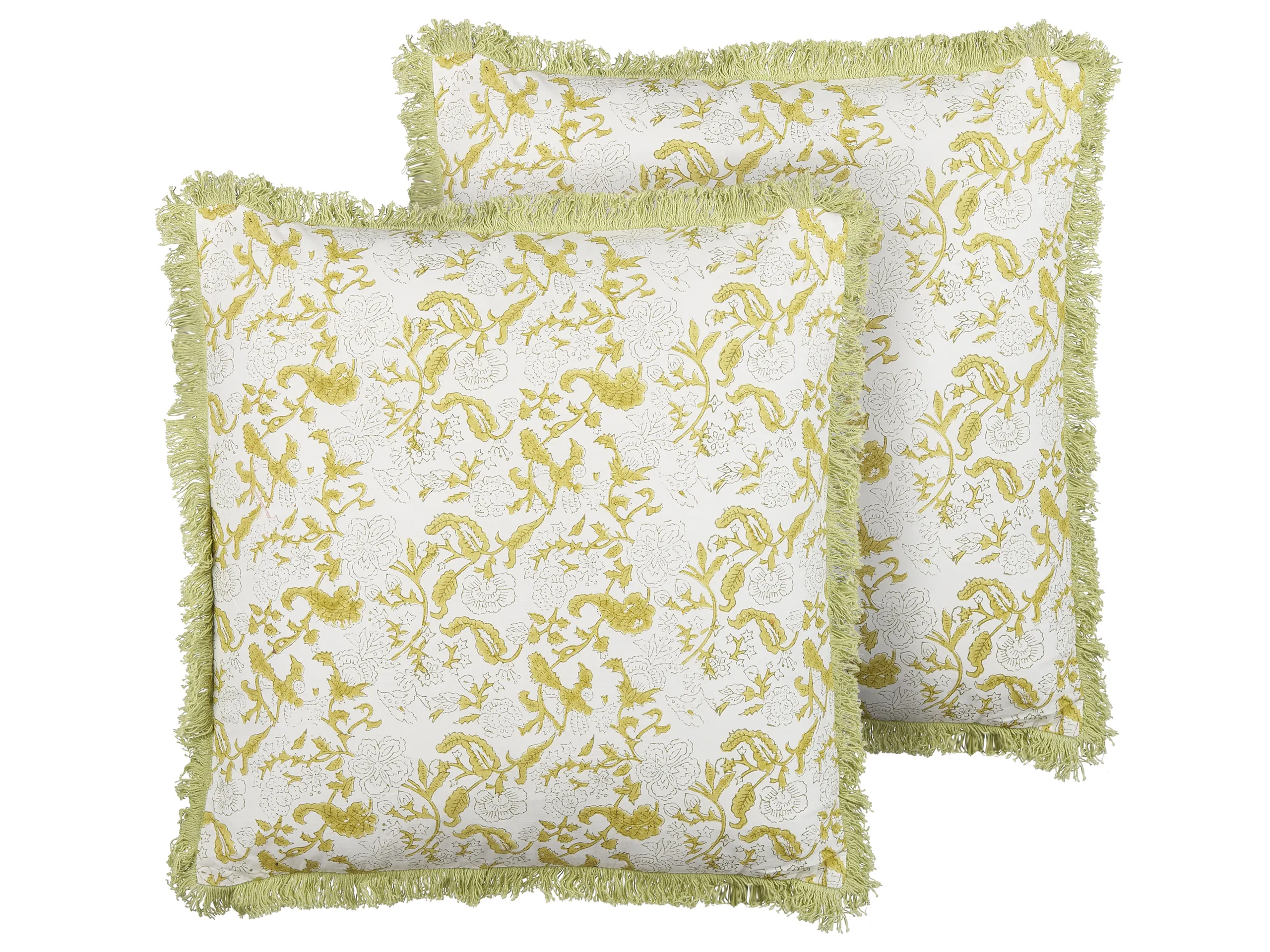 Conjunto de 2 cojines decorativos FILIX Algodón 45 x 45 cm Verde Patrón floral