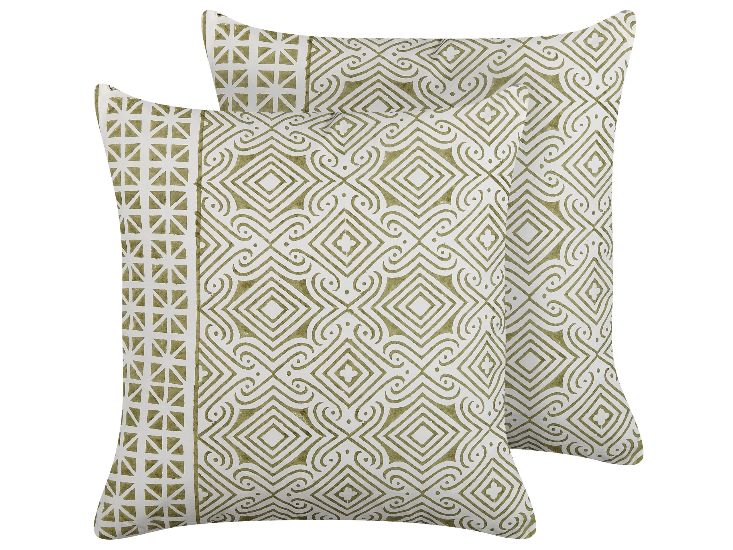 Conjunto de 2 cojines decorativos LARICS Algodón 45 x 45 cm Verde Patrón oriental