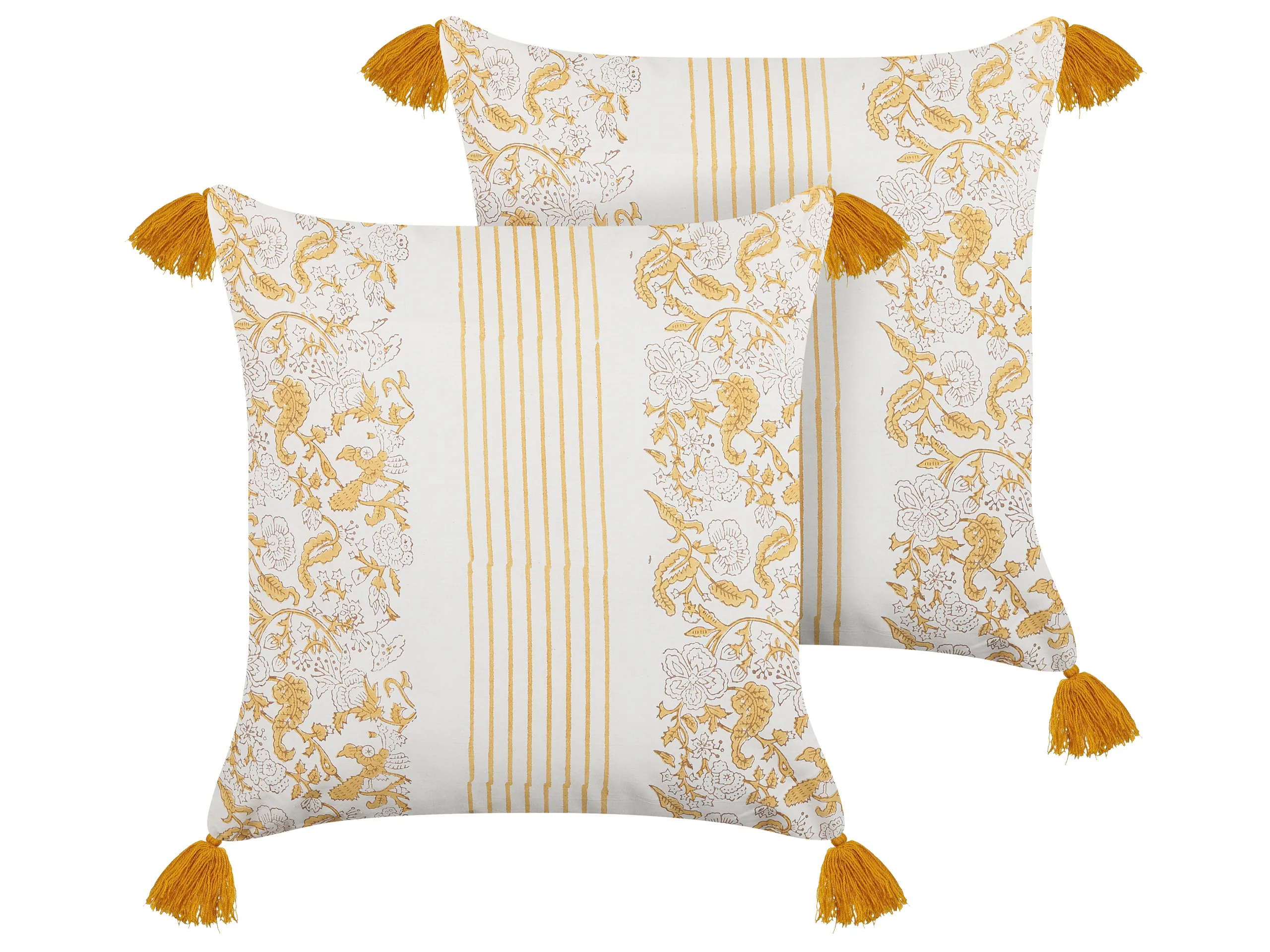 Conjunto de 2 cojines decorativos BILOBA Algodón 45 x 45 cm Amarillo Patrón floral