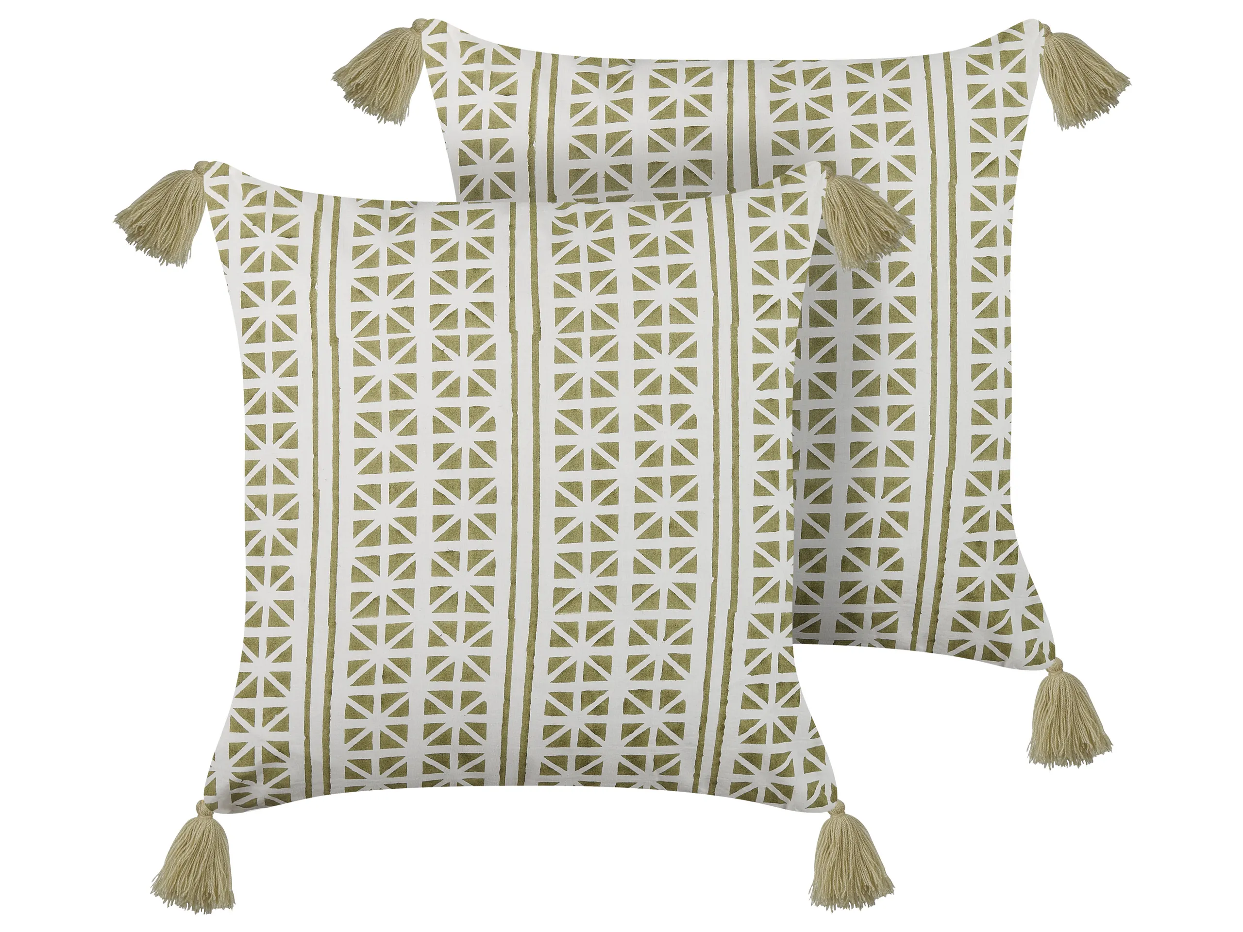 Conjunto de 2 cojines decorativos SYRINGA Algodón 45 x 45 cm Verde Patrón geométrico