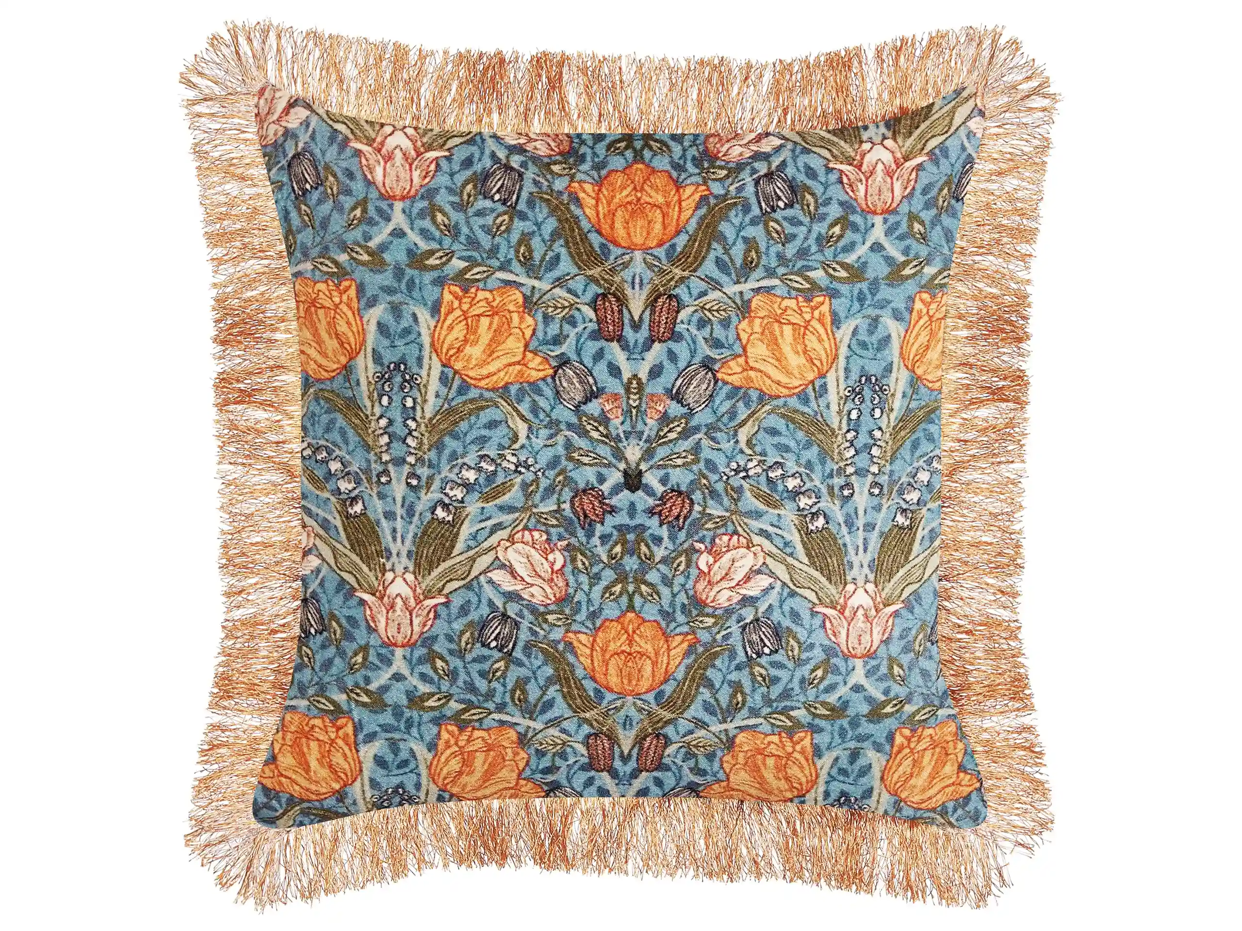 Cojín decorativo MITELLA Terciopelo 45 x 45 cm Azul Patrón floral