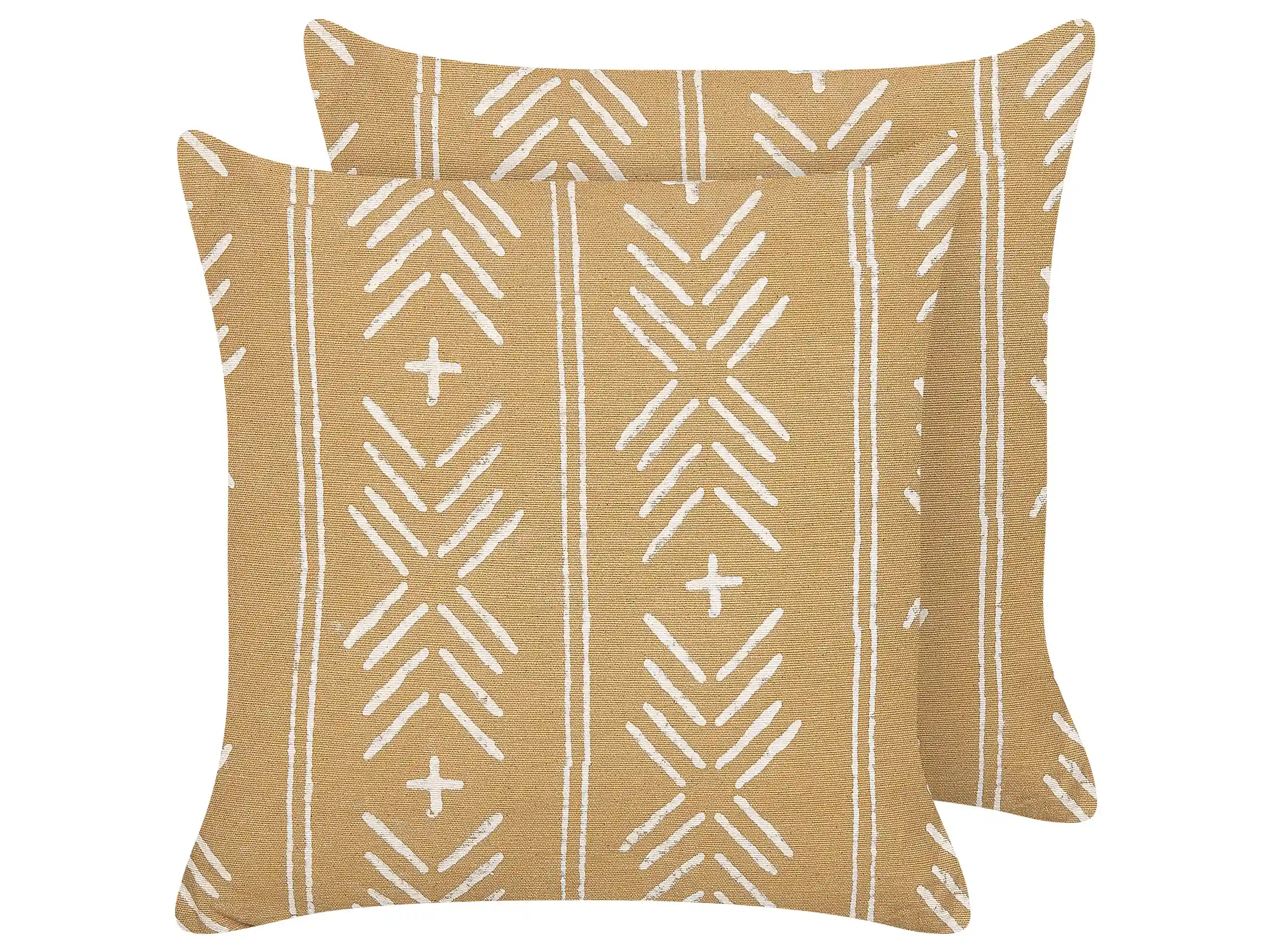 Conjunto de 2 cojines decorativos BANYAN Algodón 45 x 45 cm Arena Patrón geométrico