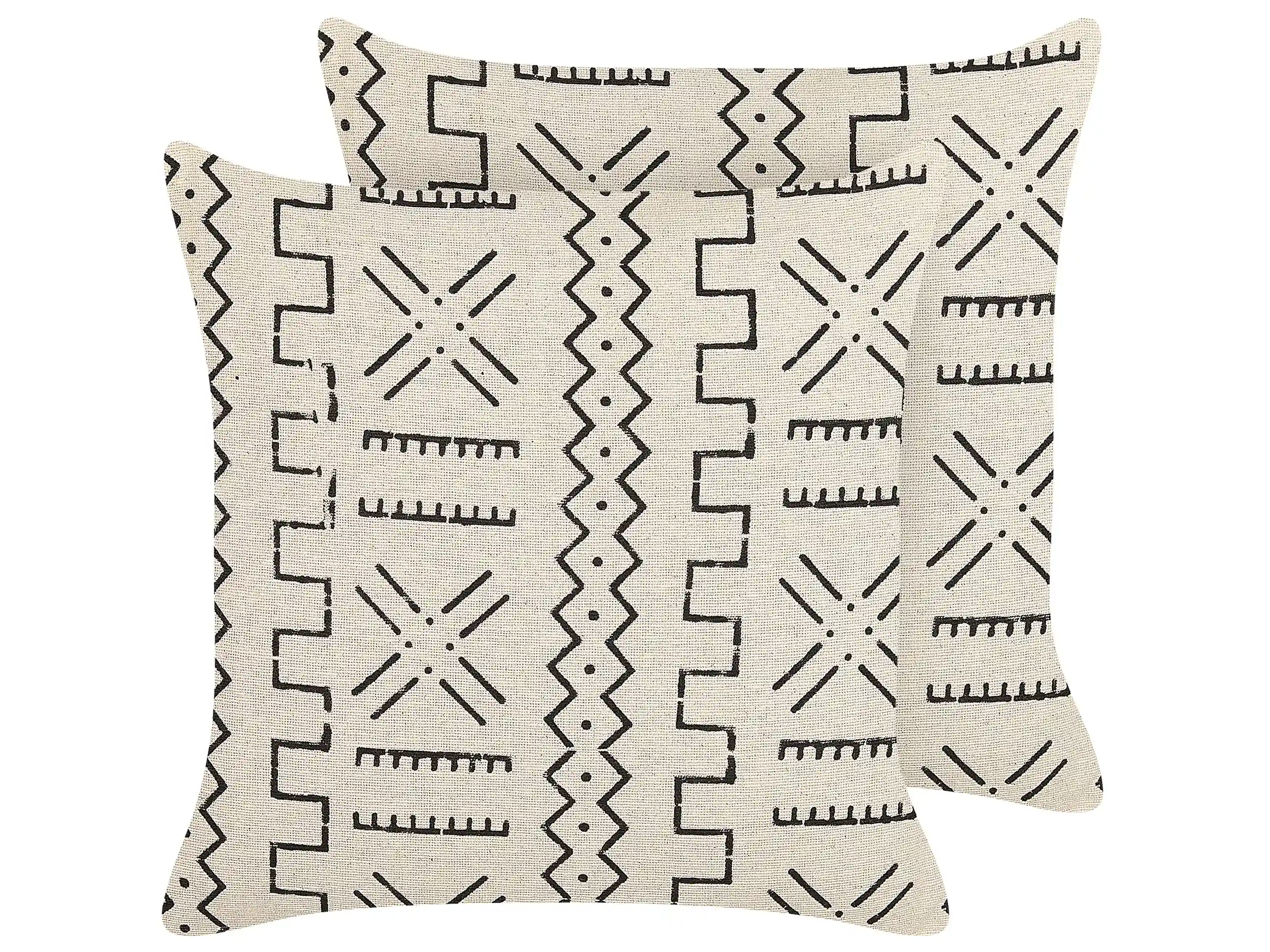 Conjunto de 2 cojines decorativos MYRICA Algodón 45 x 45 cm Blanco Patrón geométrico