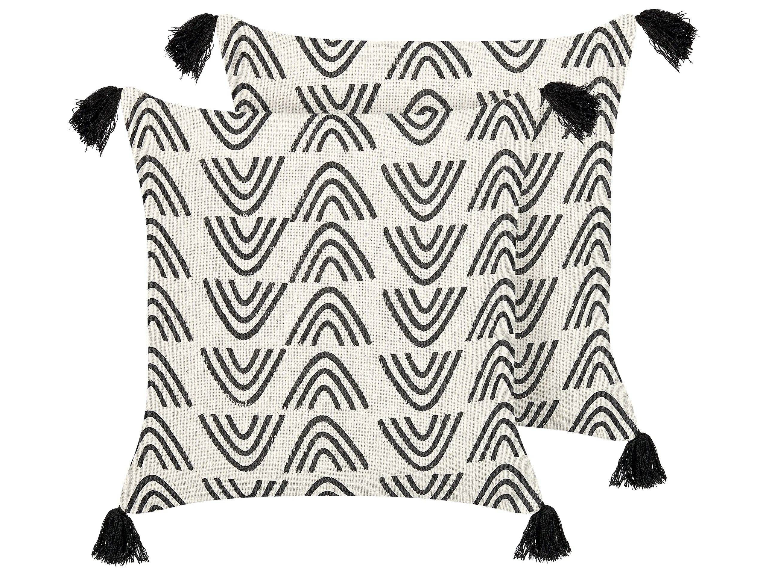 Conjunto de 2 cojines decorativos MAYS Algodón 45 x 45 cm Blanco Patrón geométrico
