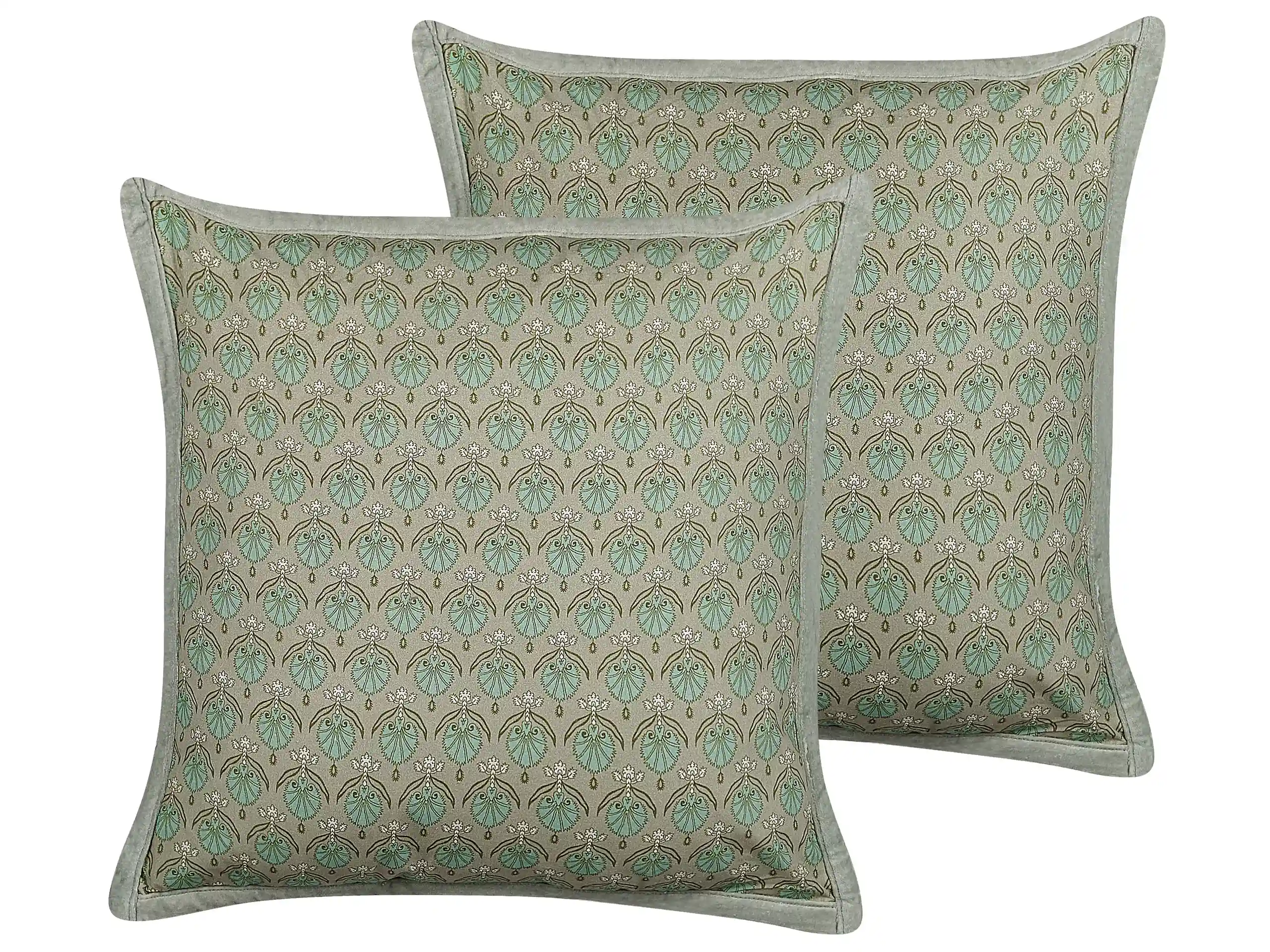 Conjunto de 2 cojines decorativos PICTUS Terciopelo 45 x 45 cm Verde Patrón de plantas