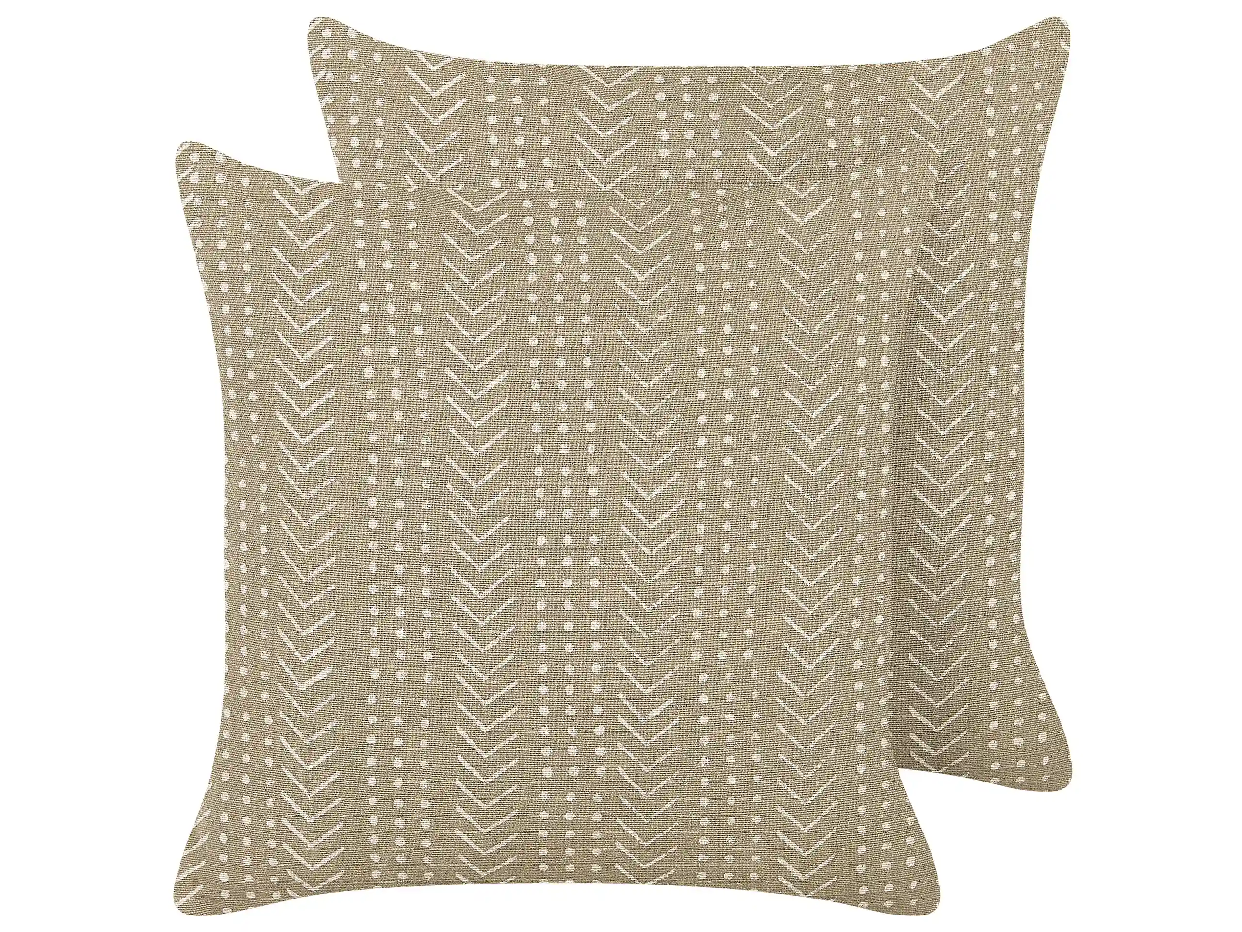 Conjunto de 2 cojines decorativos SENECIO Algodón 45 x 45 cm Beige Patrón geométrico