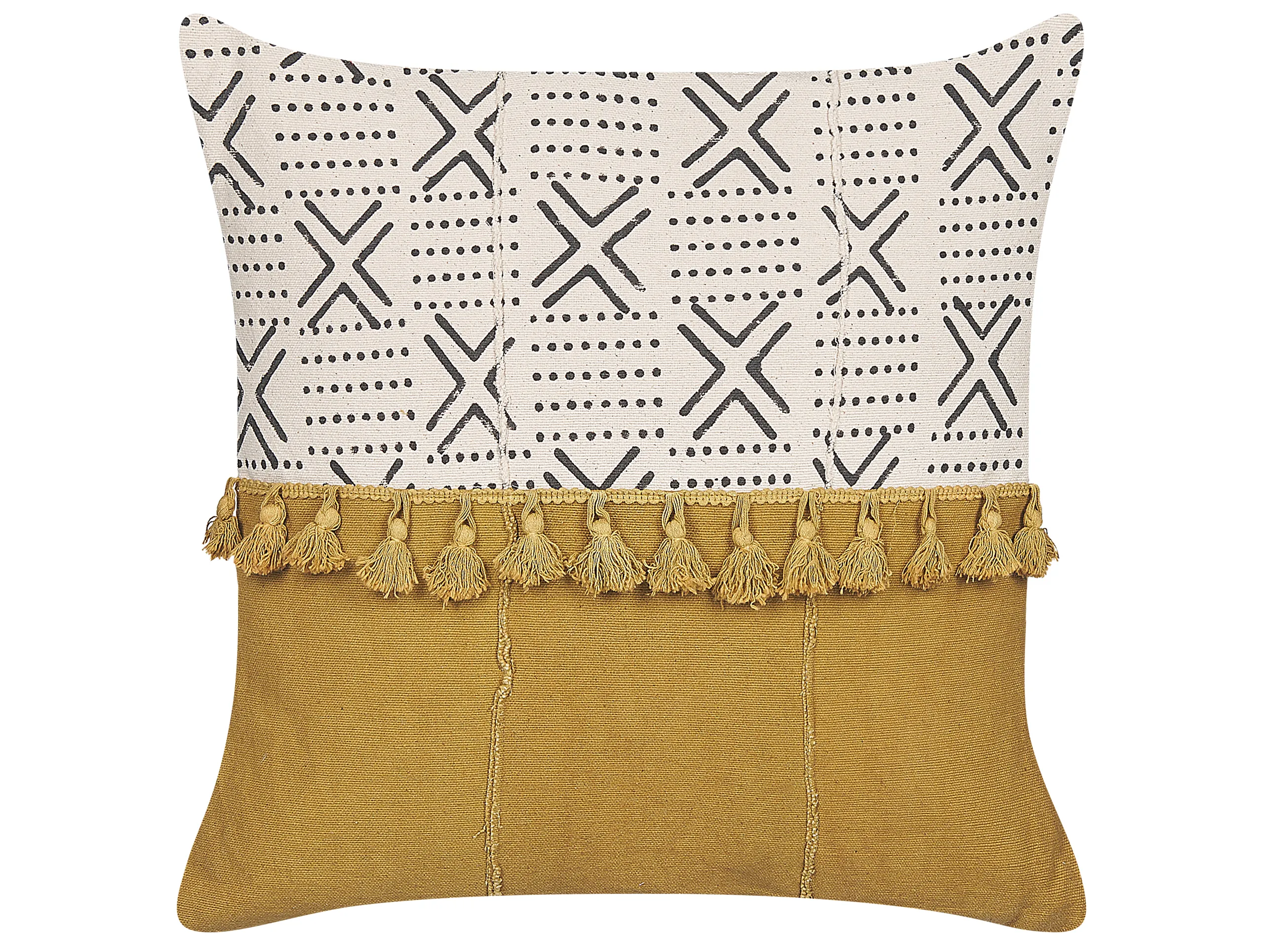 Cojín decorativo WOODI Algodón 45 x 45 cm Amarillo Patrón geométrico