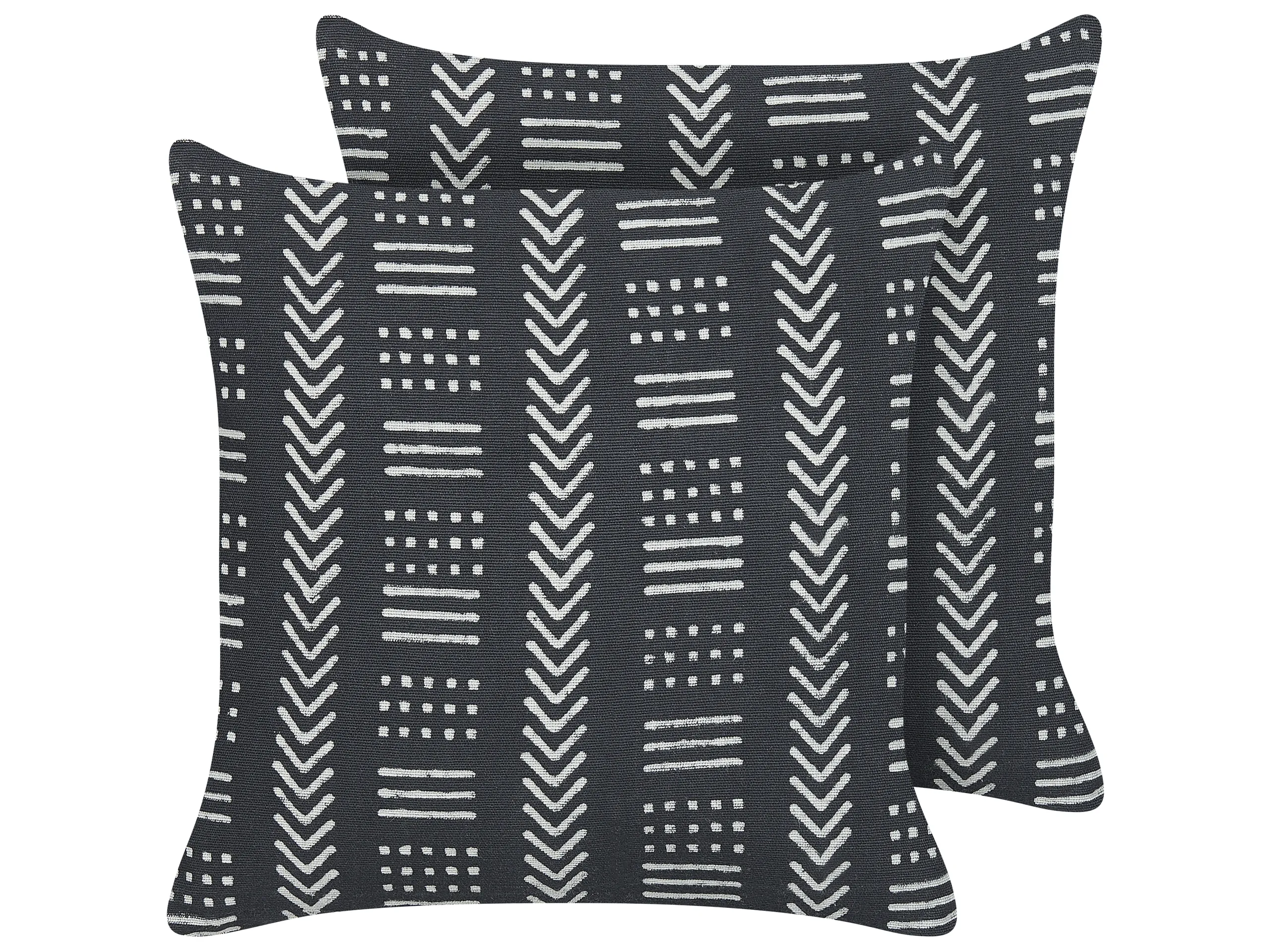 Conjunto de 2 cojines decorativos BENZOIN Algodón 45 x 45 cm Negro Patrón geométrico