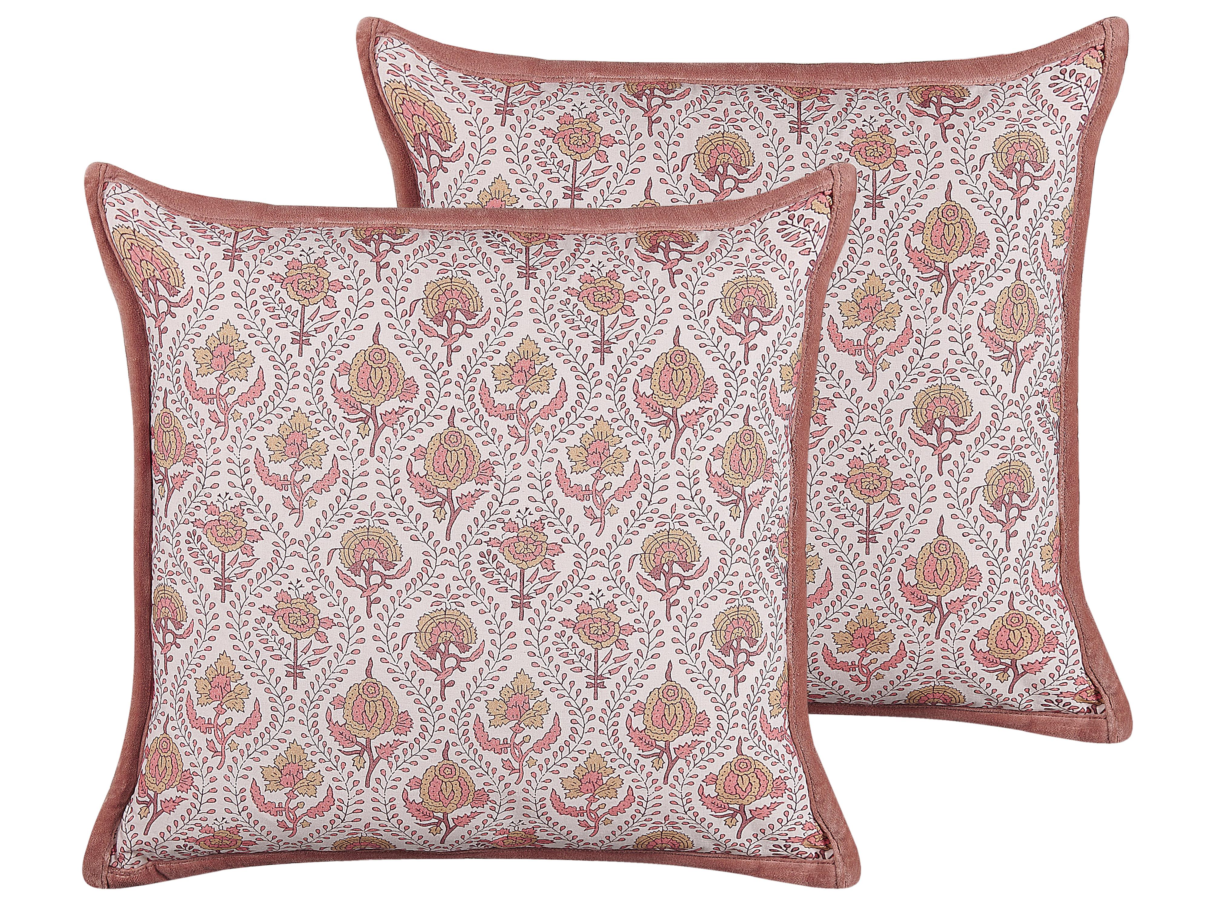 Conjunto de 2 cojines decorativos PICEA Terciopelo 45 x 45 cm Rojo Patrón floral