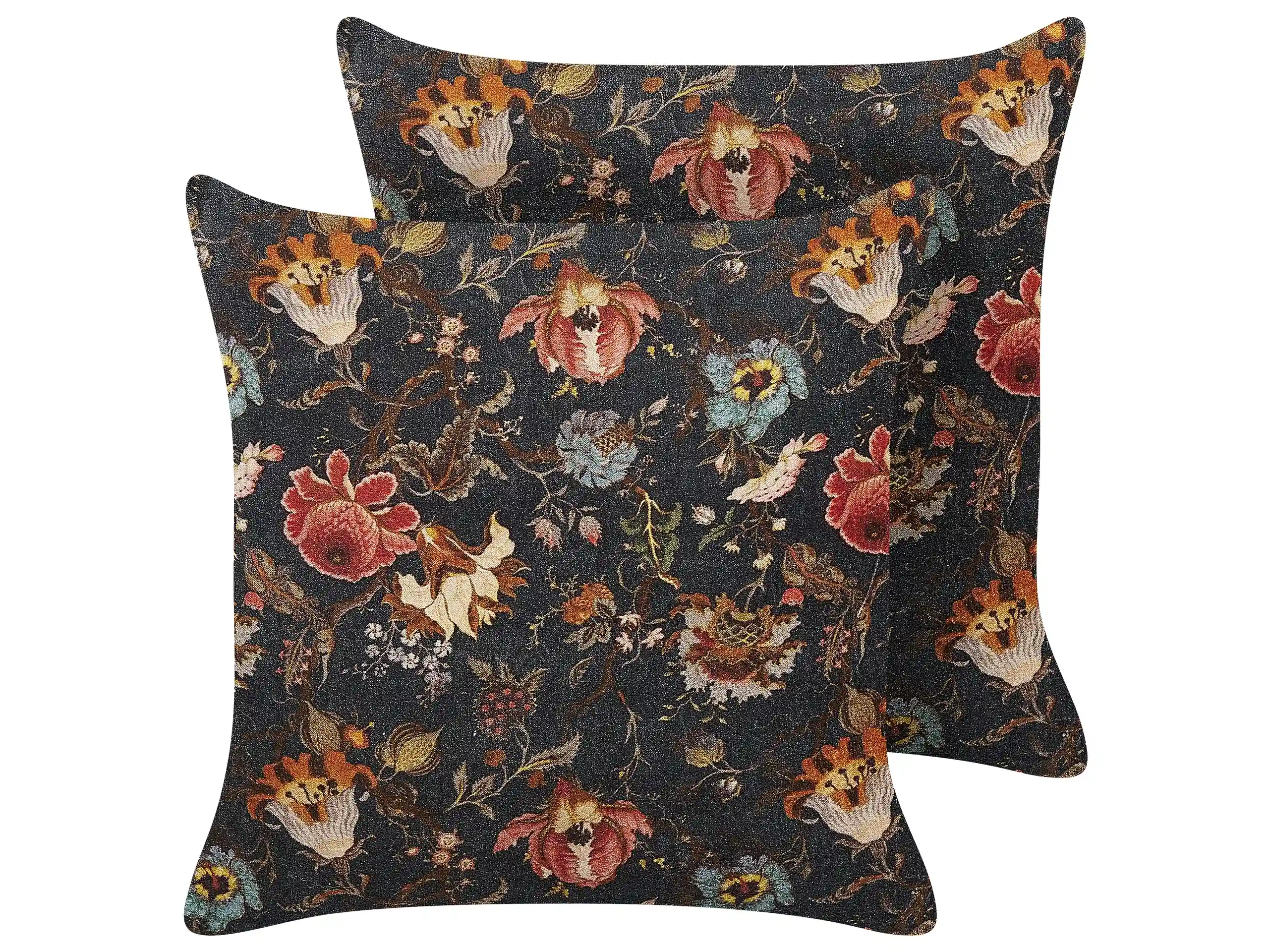 Conjunto de 2 cojines decorativos RAMONDA Terciopelo 45 x 45 cm Multicolor Patrón floral