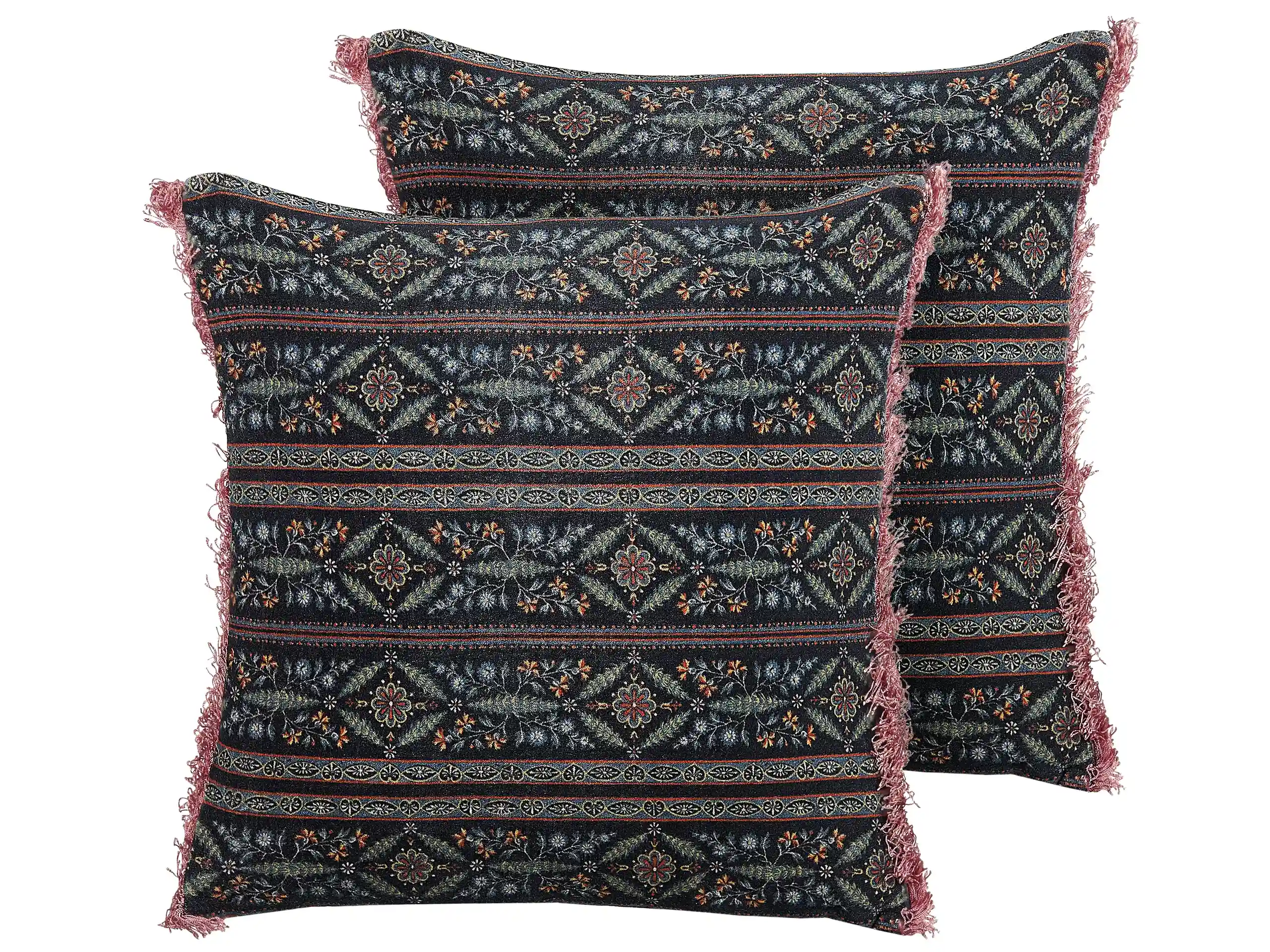 Conjunto de 2 cojines decorativos RUTA Terciopelo 45 x 45 cm Multicolor Patrón floral