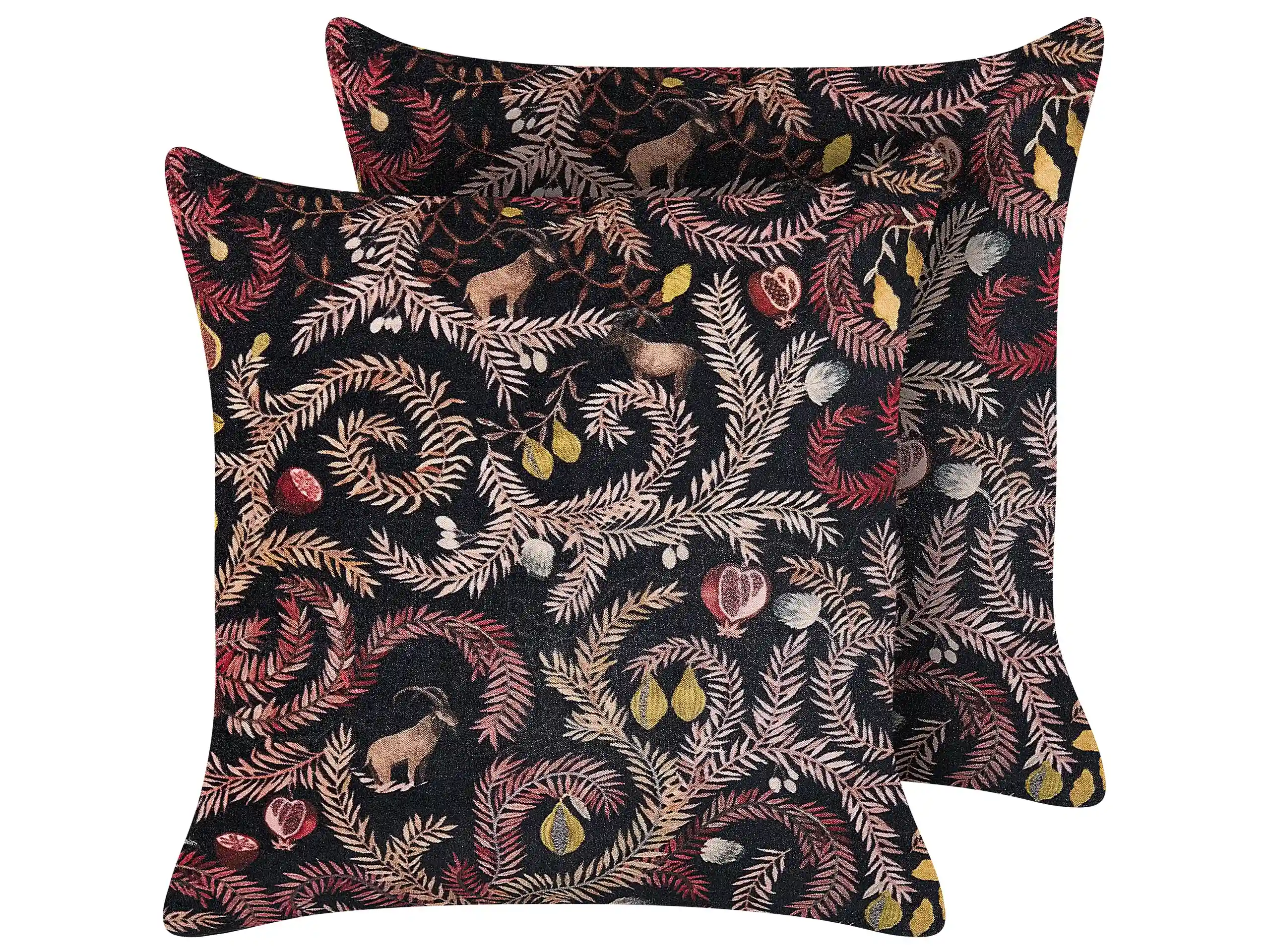 Conjunto de 2 cojines decorativos RICINUS Terciopelo 45 x 45 cm Negro Patrón oriental