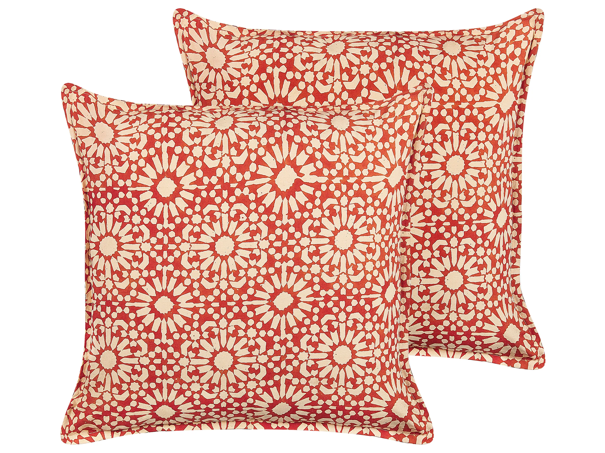 Conjunto de 2 cojines decorativos CEIBA Algodón 45 x 45 cm Rojo Patrón geométrico