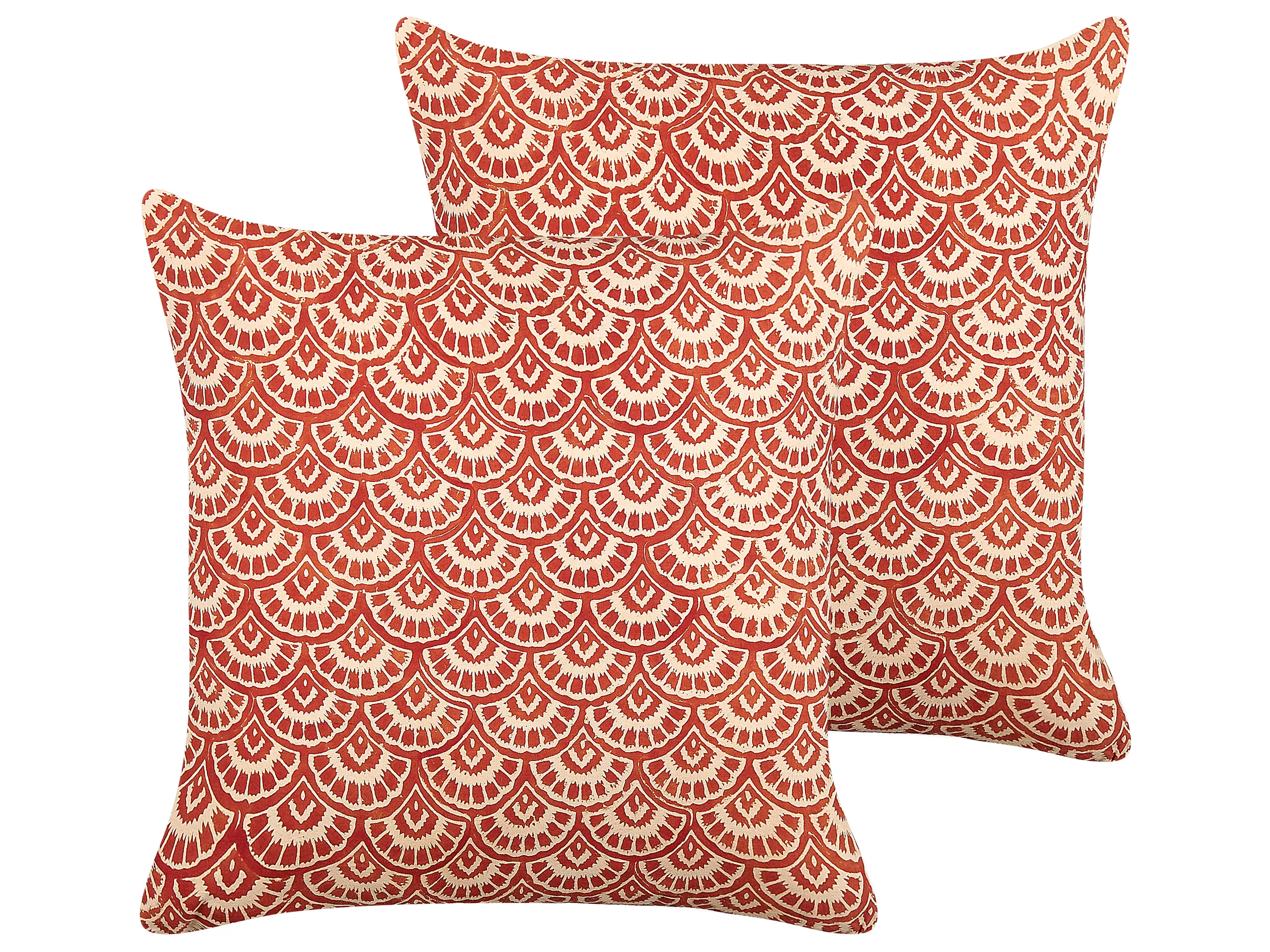Conjunto de 2 cojines decorativos RHUS Algodón 45 x 45 cm Rojo Patrón geométrico