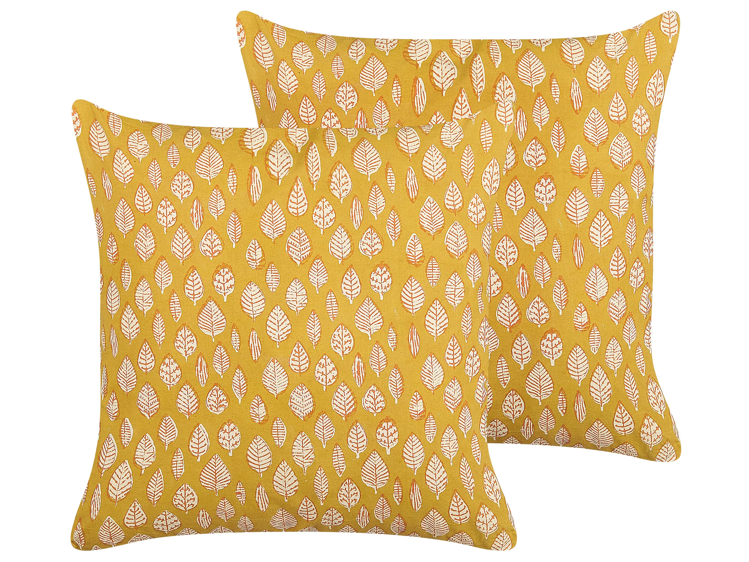 Conjunto de 2 cojines decorativos GINNALA Algodón 45 x 45 cm Amarillo Patrón de plantas