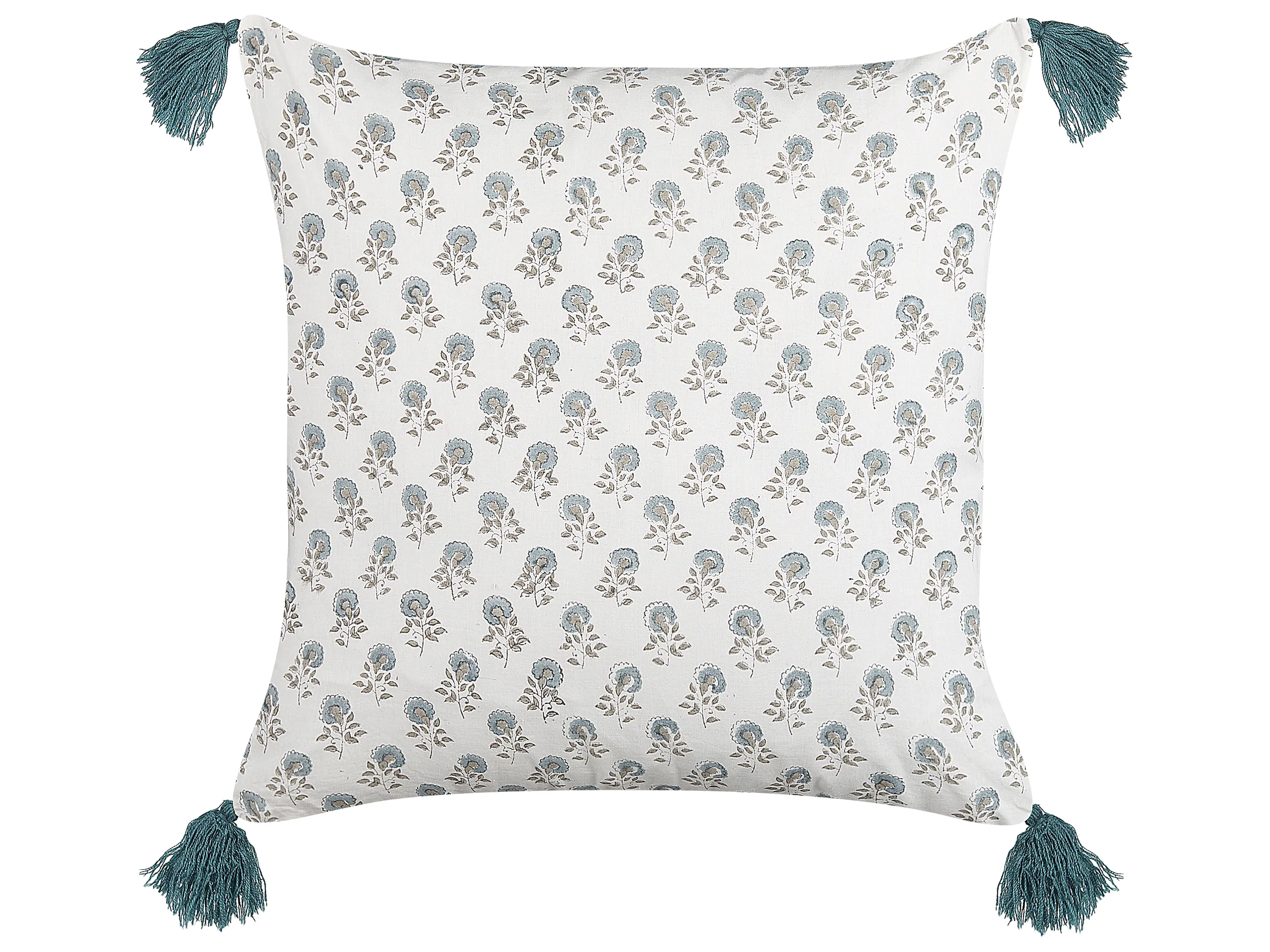 Cojín decorativo CORNUS Algodón 45 x 45 cm Azul Patrón floral
