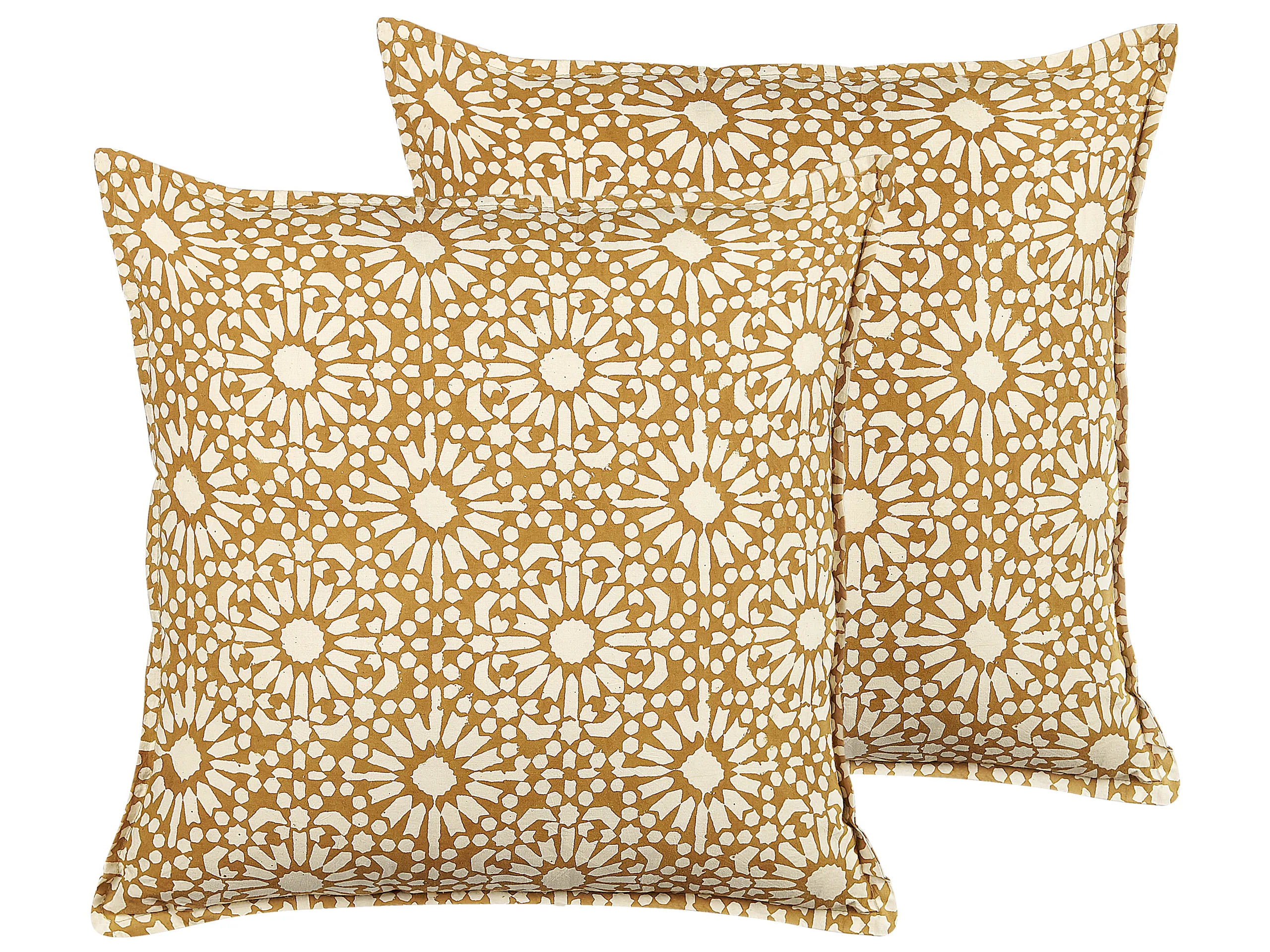 Conjunto de 2 cojines decorativos CEIBA Algodón 45 x 45 cm Beige Patrón geométrico