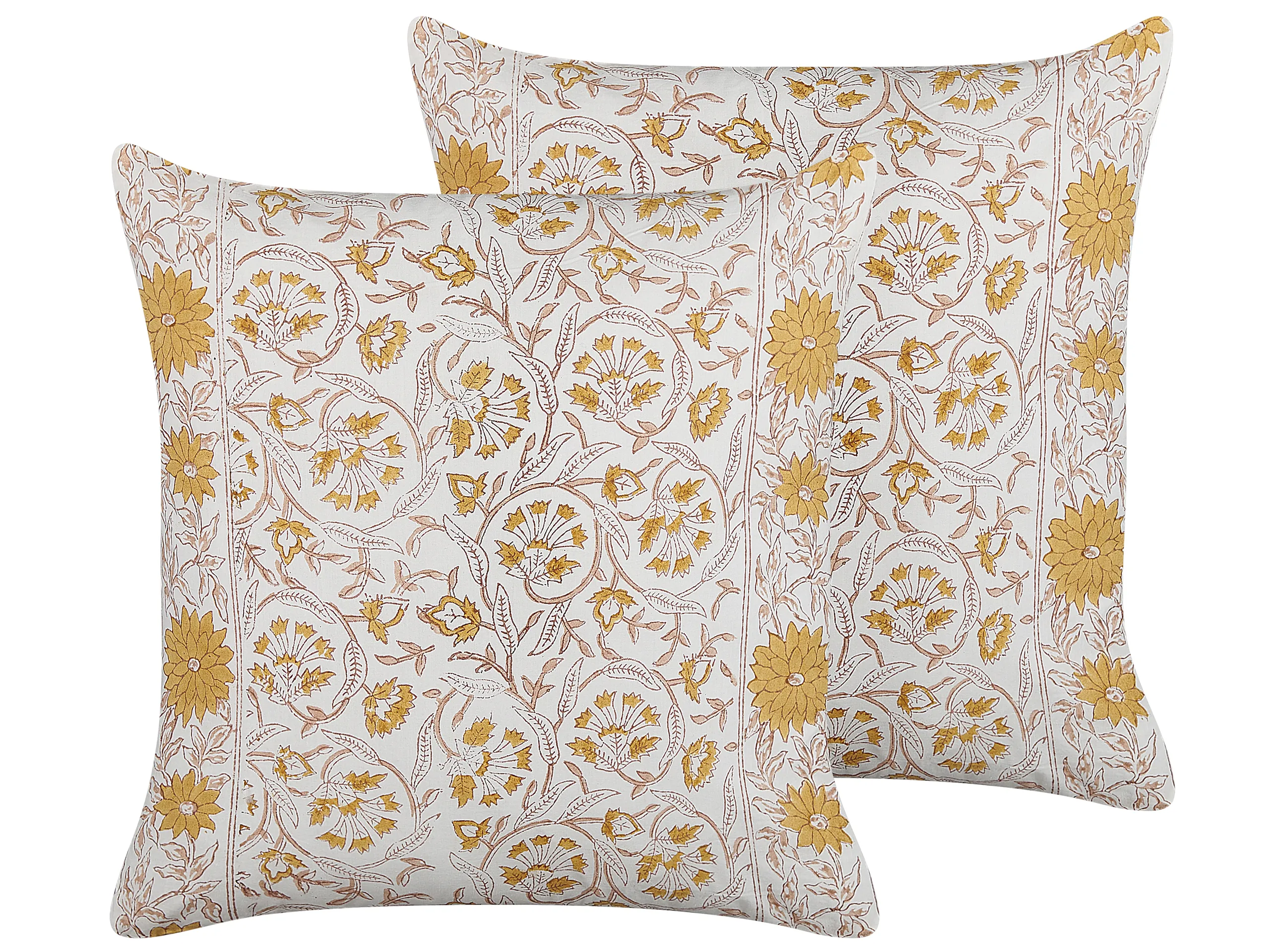 Conjunto de 2 cojines decorativos AMARA Algodón 45 x 45 cm Amarillo Patrón floral
