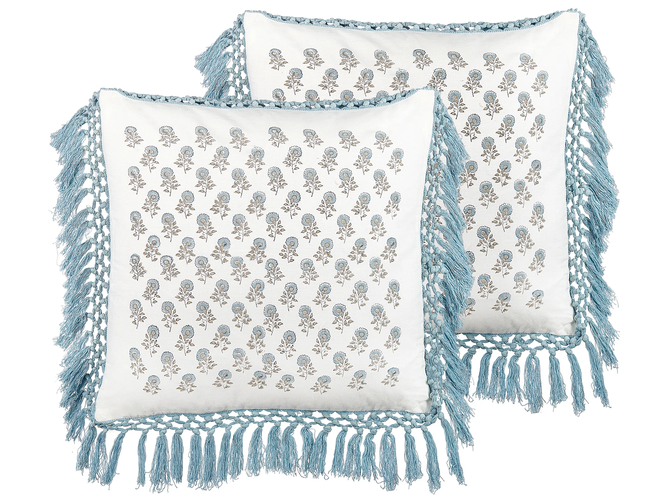 Conjunto de 2 cojines decorativos PALLIDA Algodón 45 x 45 cm Azul Patrón floral