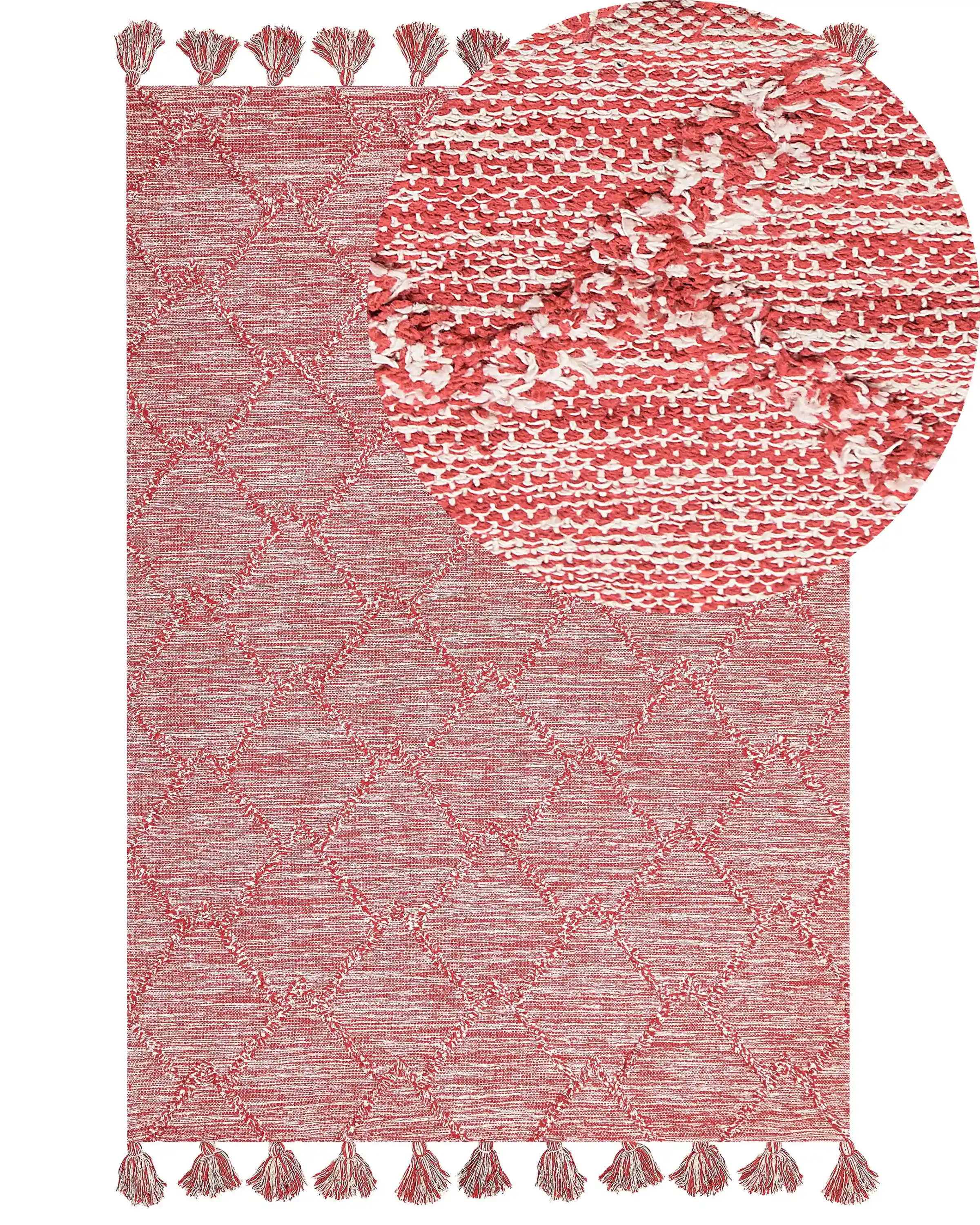 Alfombra NIGDE Rojo 160 x 230 cm Algodón