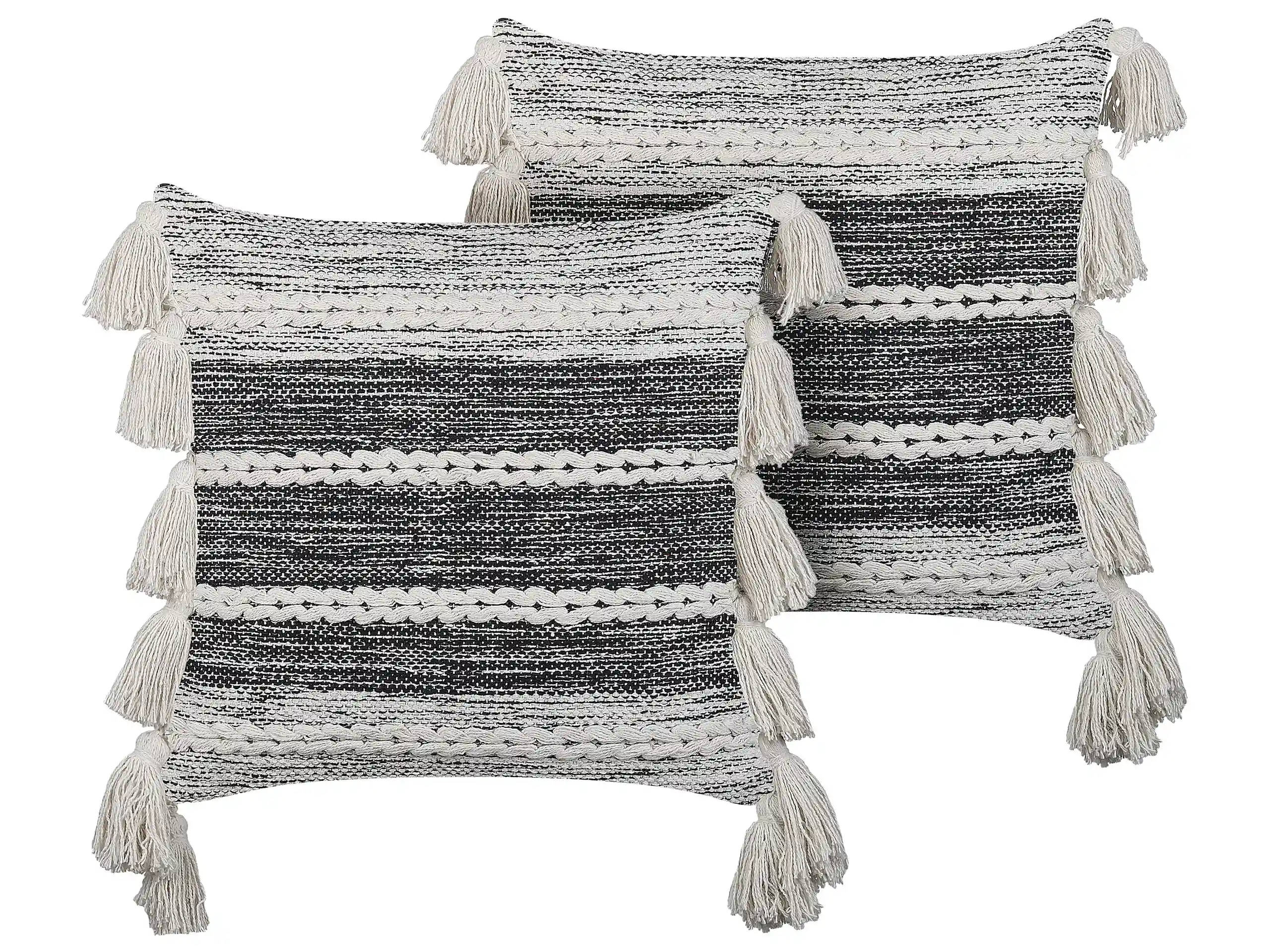 Conjunto de 2 cojines decorativos ROCHEA Algodón 45 x 45 cm Negro A rayas