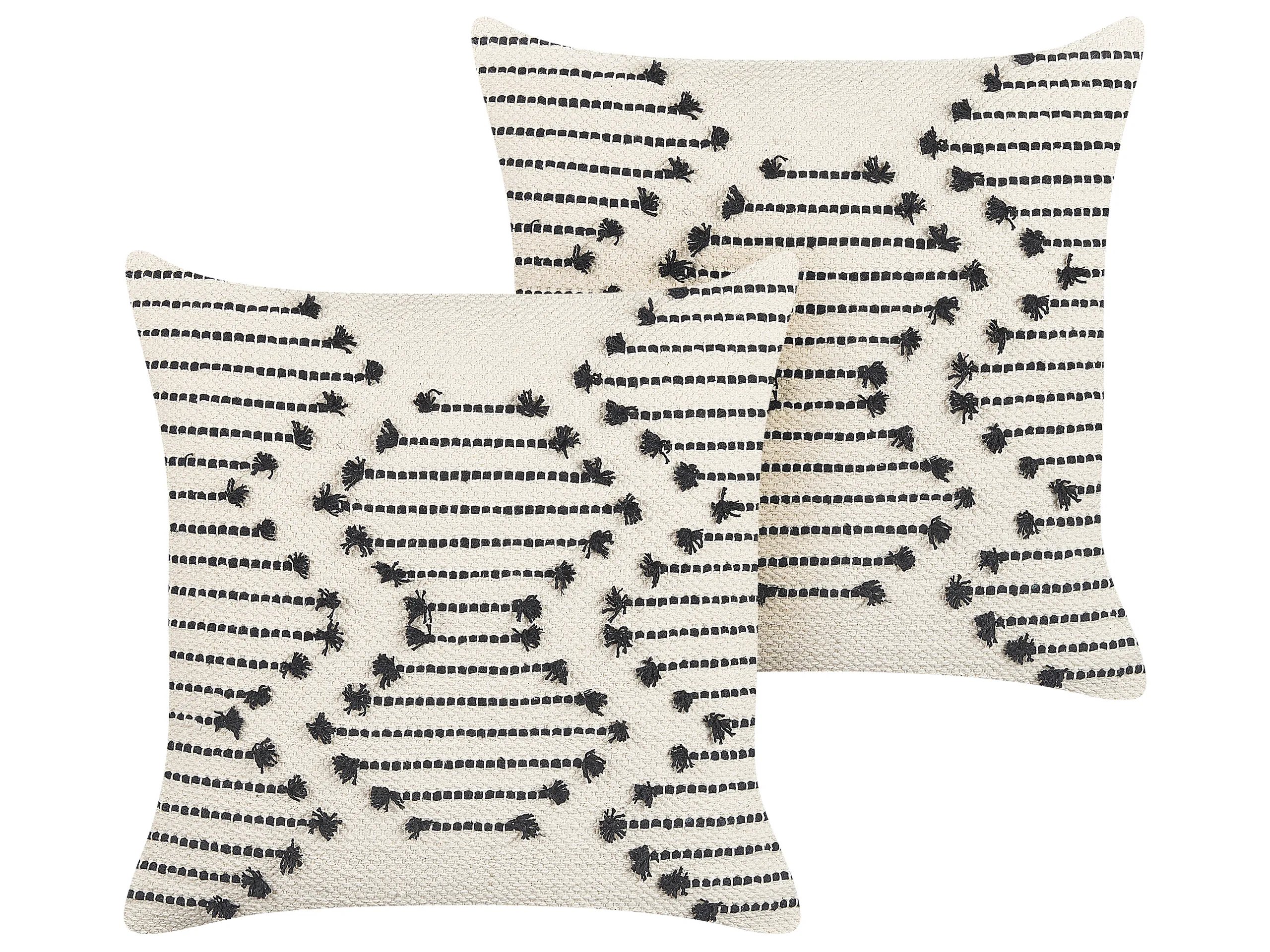 Conjunto de 2 cojines decorativos MYRTUS Algodón 45 x 45 cm Beige Patrón geométrico