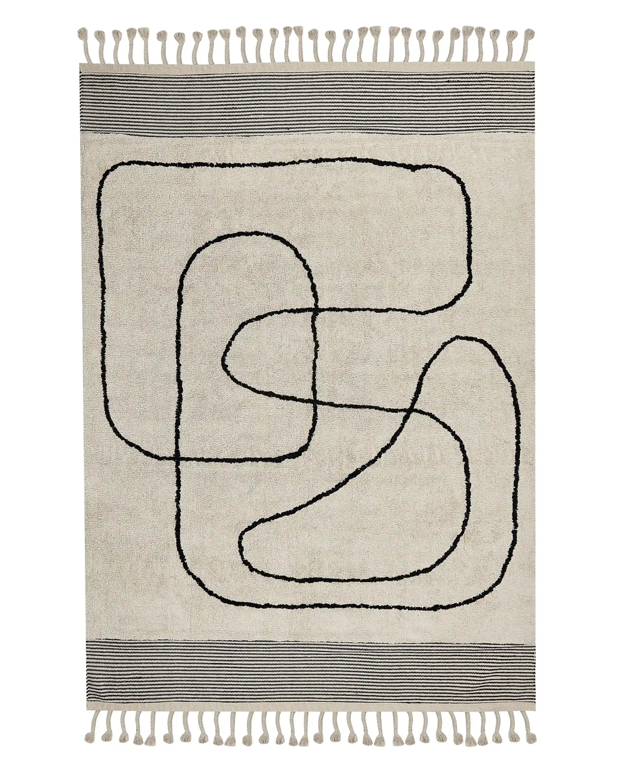 Alfombra DOKUZ Beige 140 x 200 cm Algodón