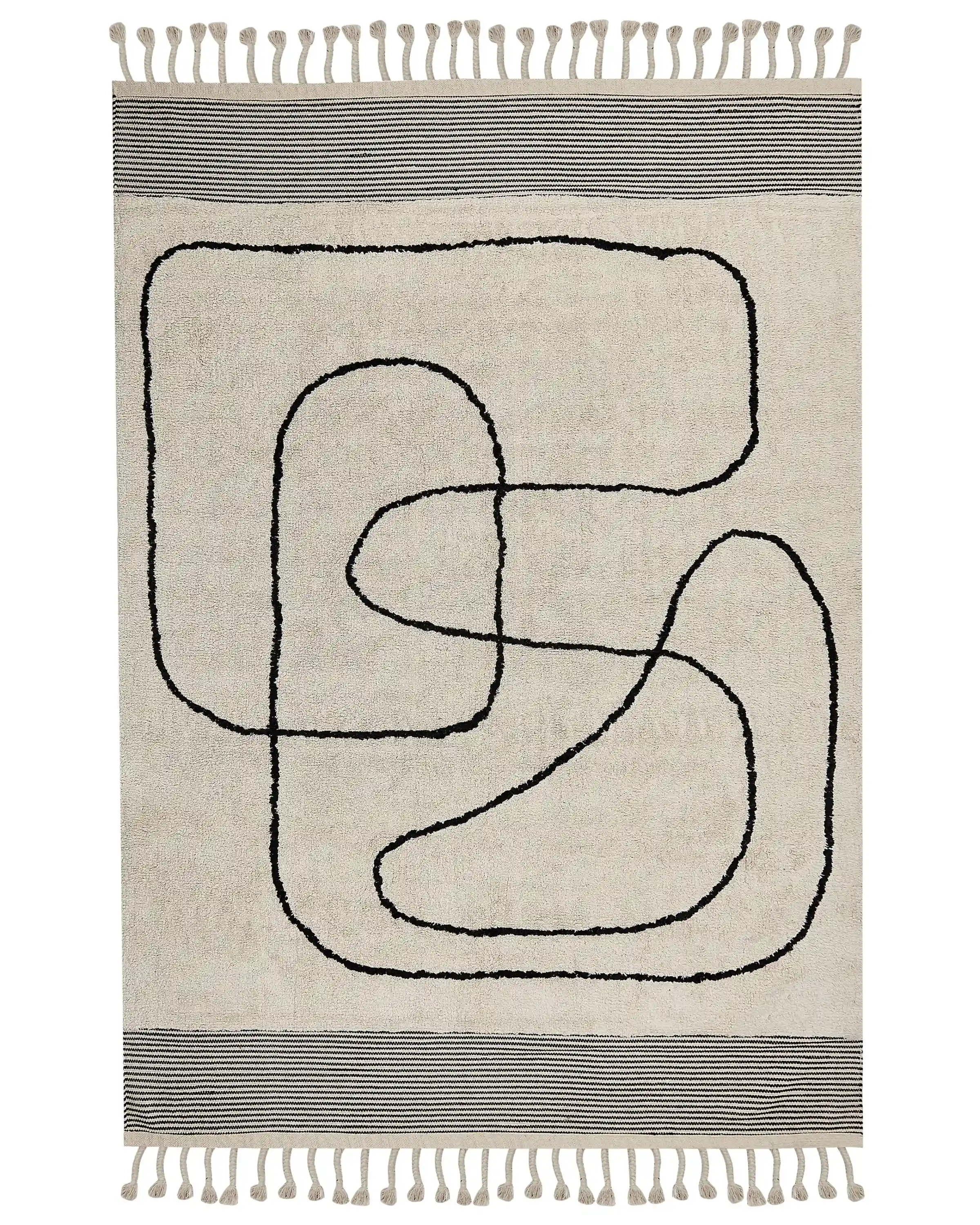 Alfombra DOKUZ Beige 160 x 230 cm Algodón