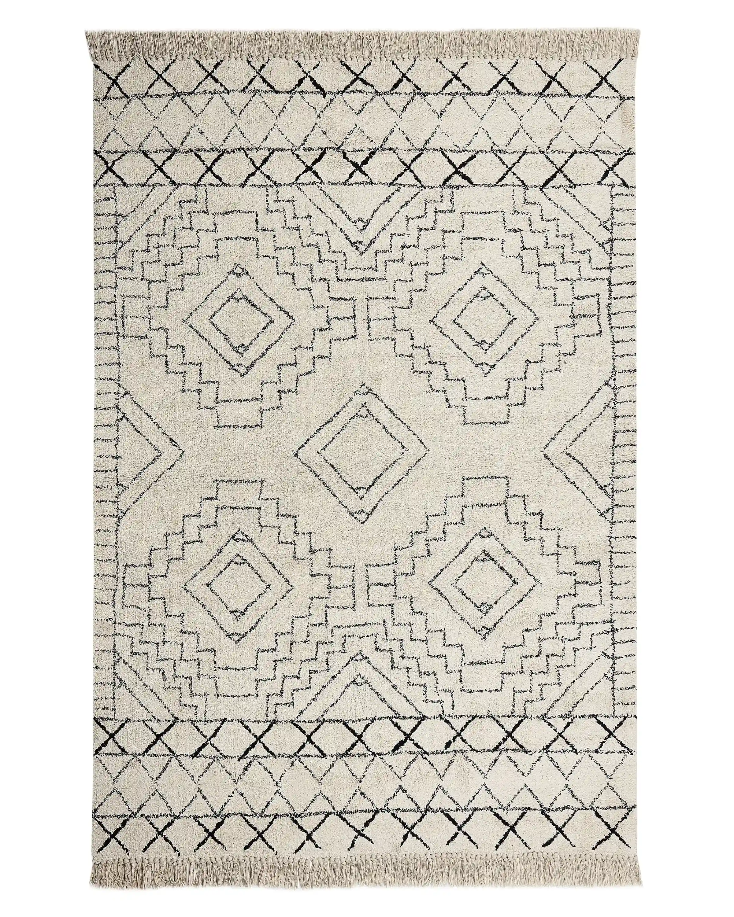 Alfombra ZEYNE Beige 140 x 200 cm Algodón