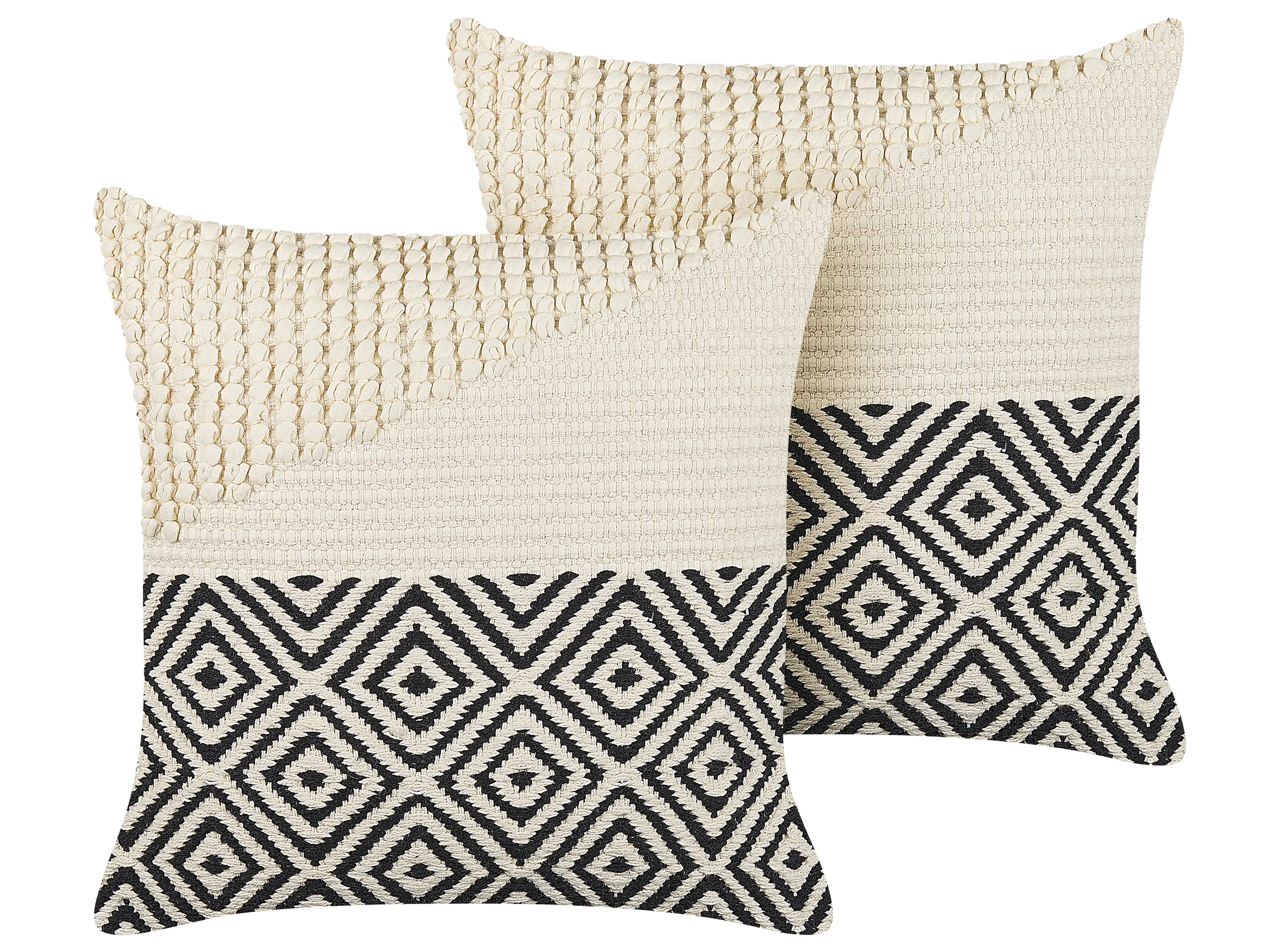 Conjunto de 2 cojines decorativos CALANTHE Algodón 45 x 45 cm Beige Patrón geométrico
