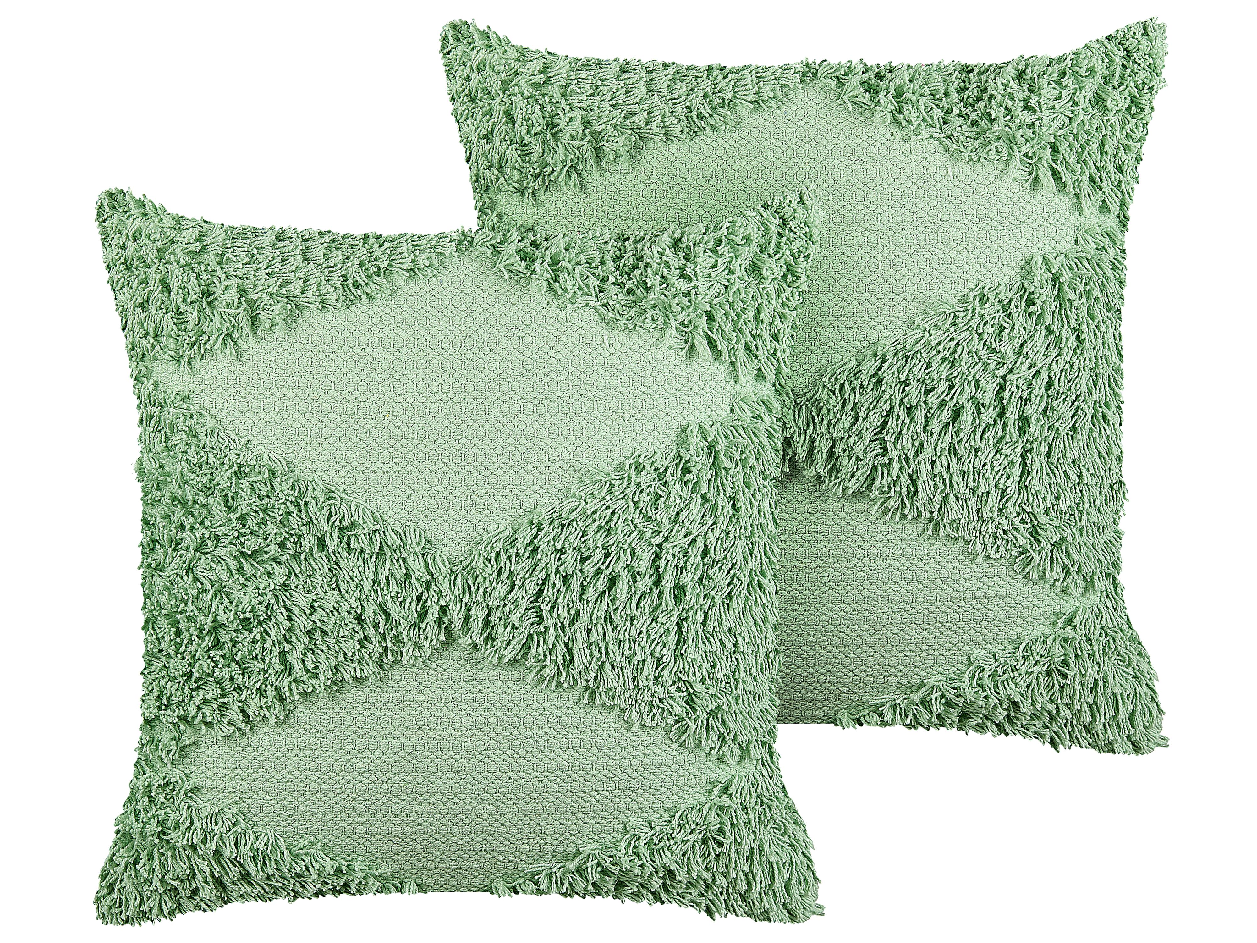 Conjunto de 2 cojines decorativos RHOEO Algodón 45 x 45 cm Verde claro