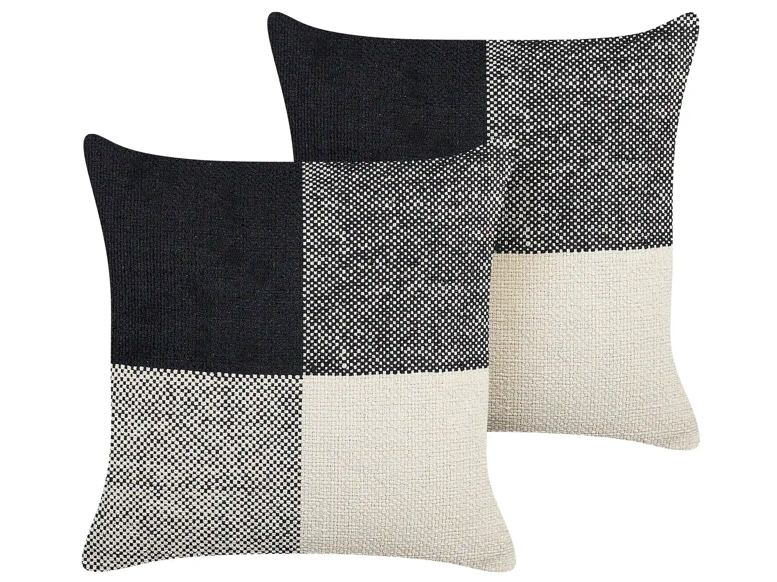 Conjunto de 2 cojines decorativos LAELIA Algodón 45 x 45 cm Negro Retazos