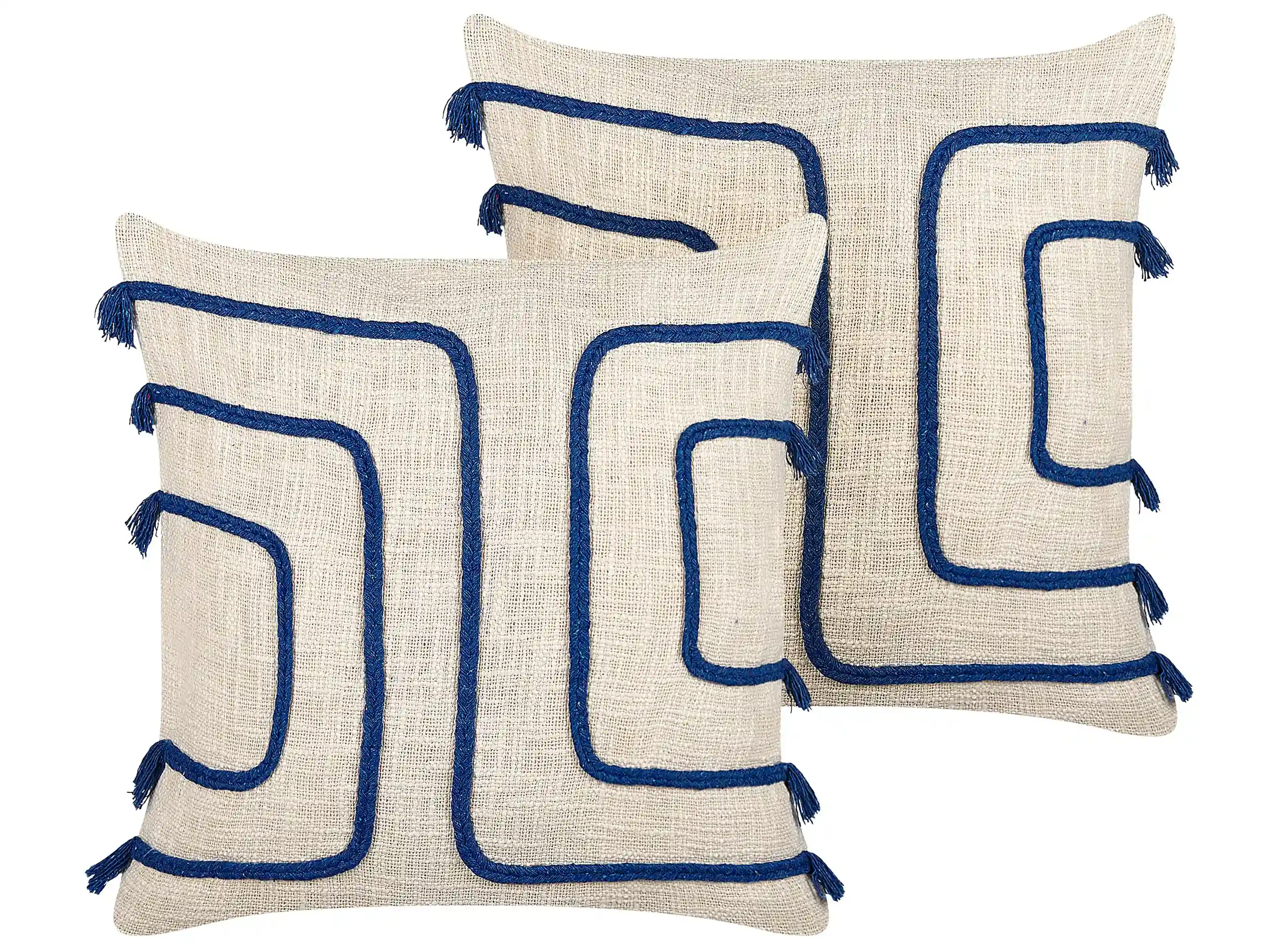 Conjunto de 2 cojines decorativos PLEIONE Algodón 45 x 45 cm Azul marino Patrón geométrico