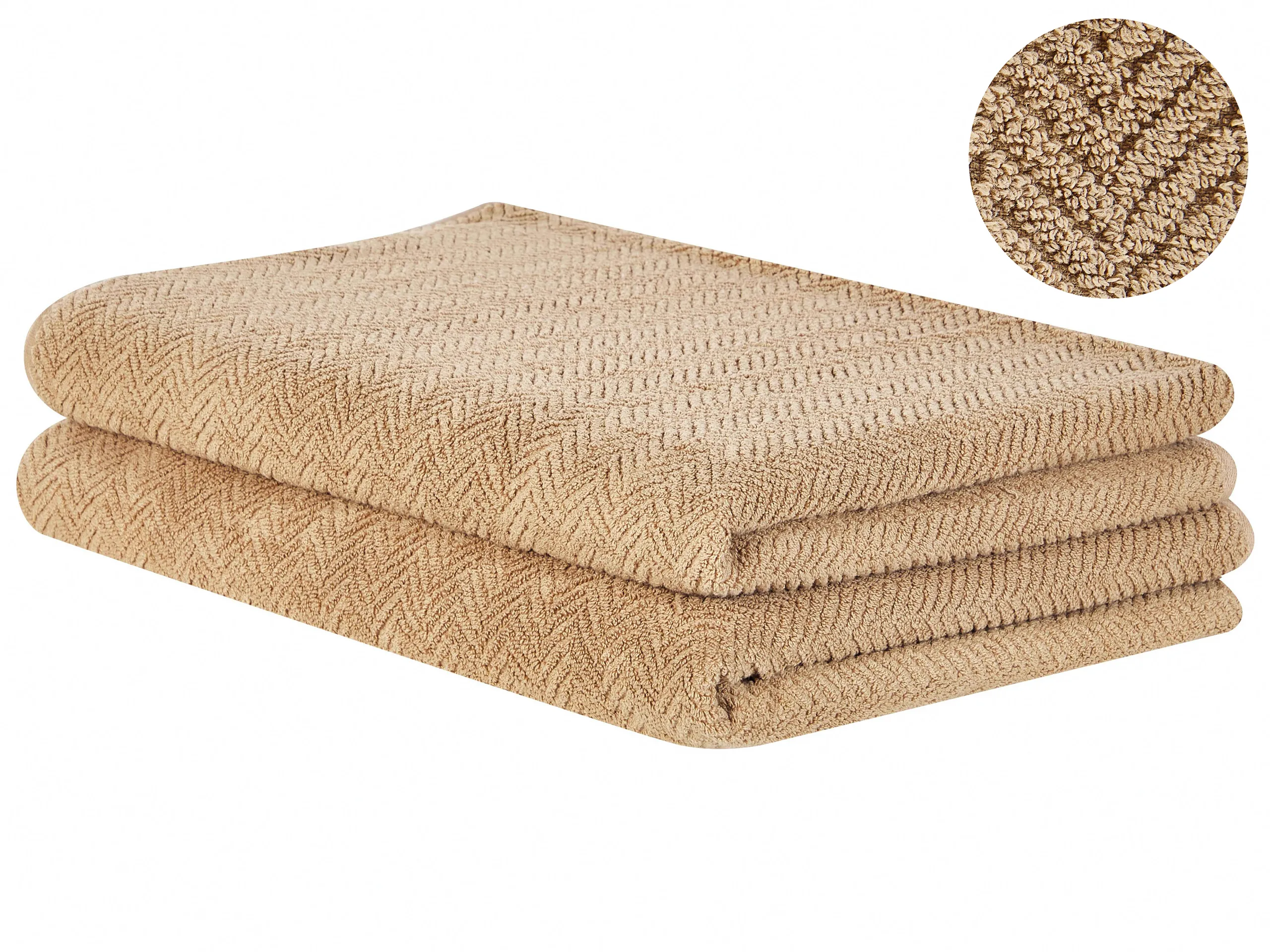 Conjunto de 2 toallas MITIARO Felpa de algodón Arena