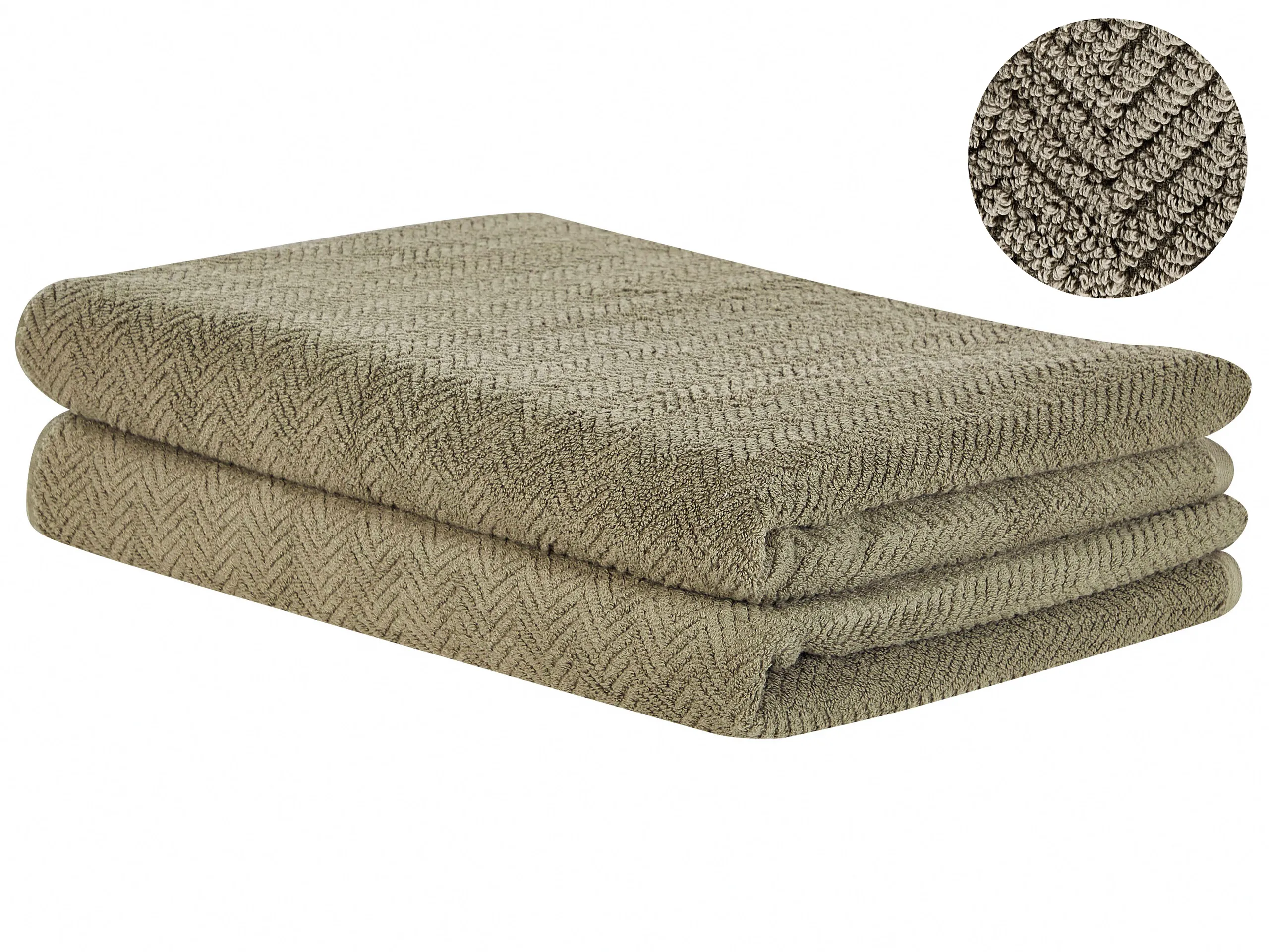 Conjunto de 2 toallas MITIARO Felpa de algodón Verde oliva