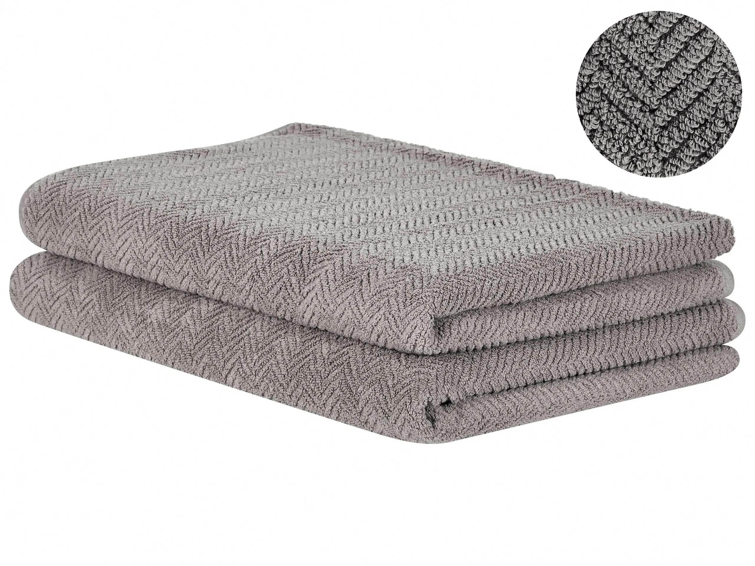 Conjunto de 2 toallas MITIARO Felpa de algodón Gris