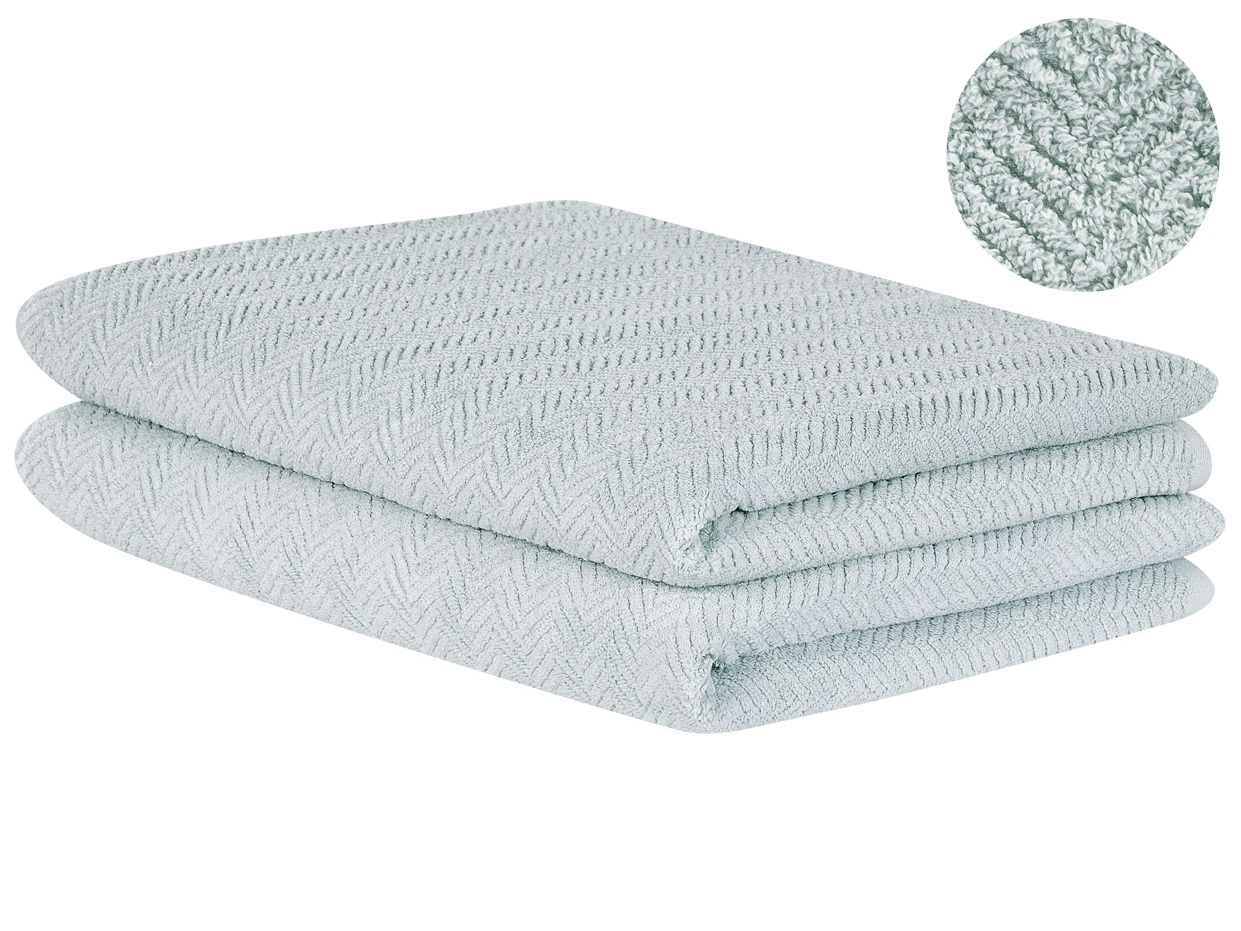 Conjunto de 2 toallas MITIARO Felpa de algodón Verde menta