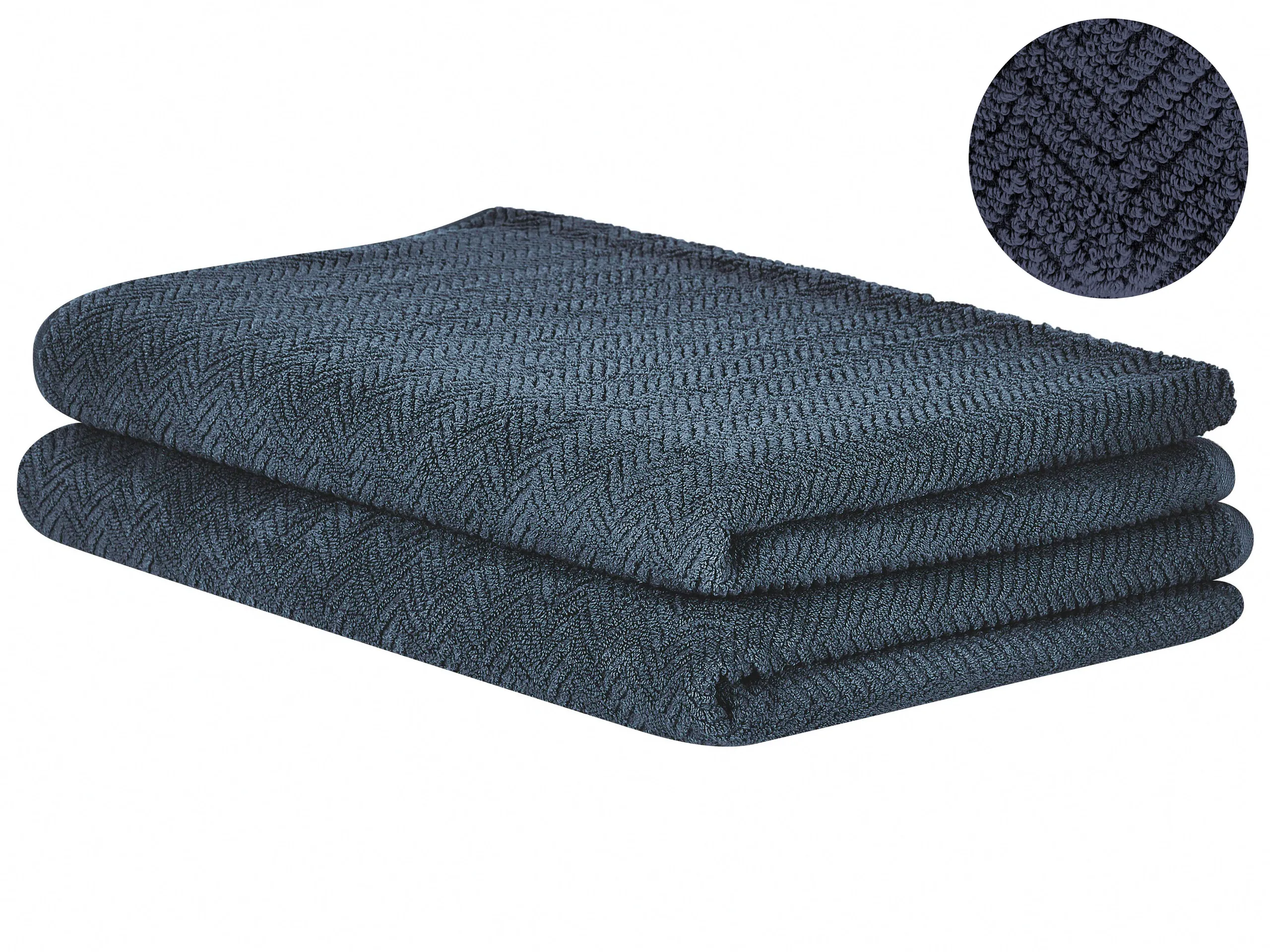 Conjunto de 2 toallas MITIARO Felpa de algodón Azul oscuro