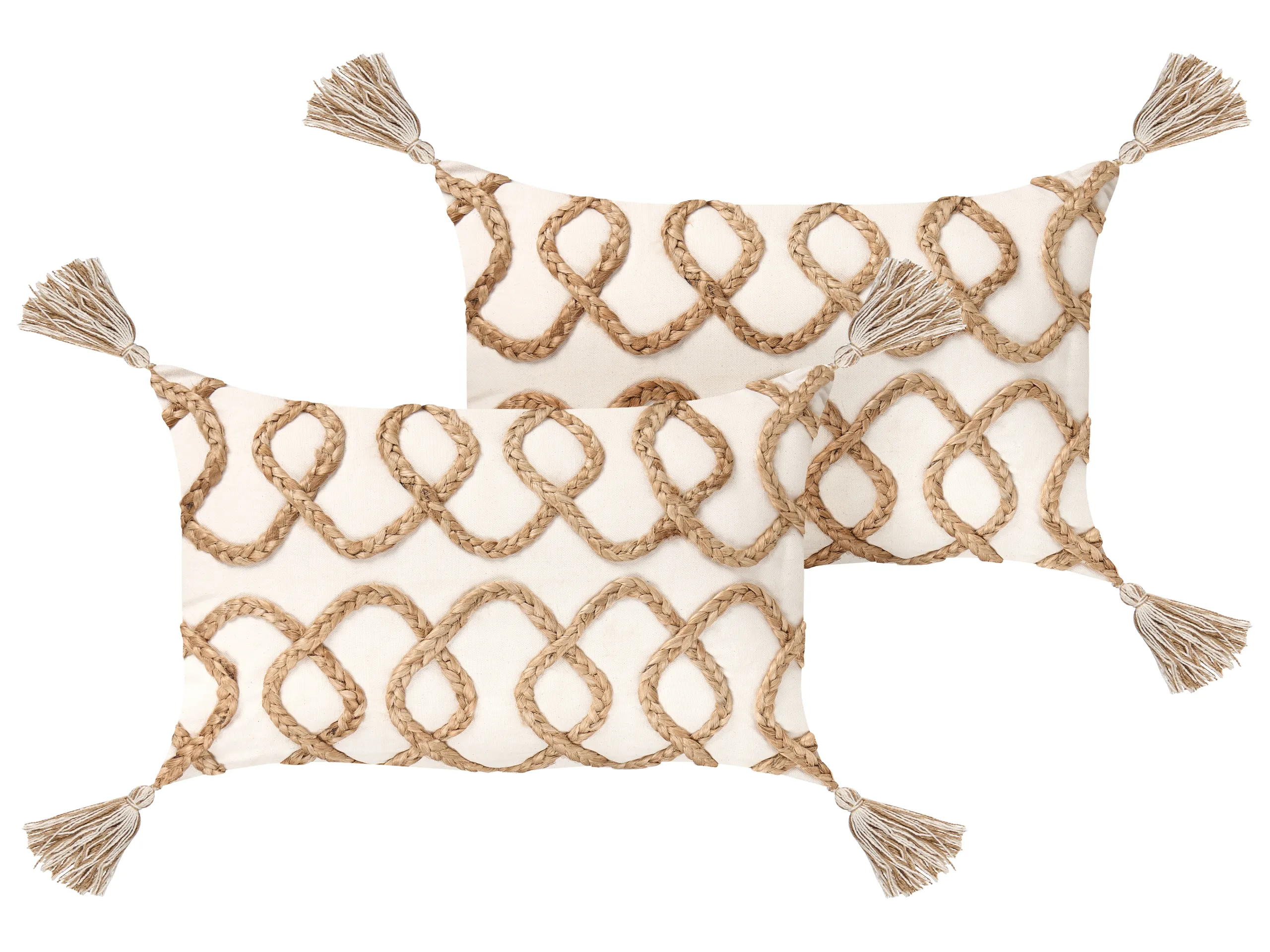 Conjunto de 2 cojines decorativos INCANA Algodón 30 x 50 cm Beige Patrón geométrico