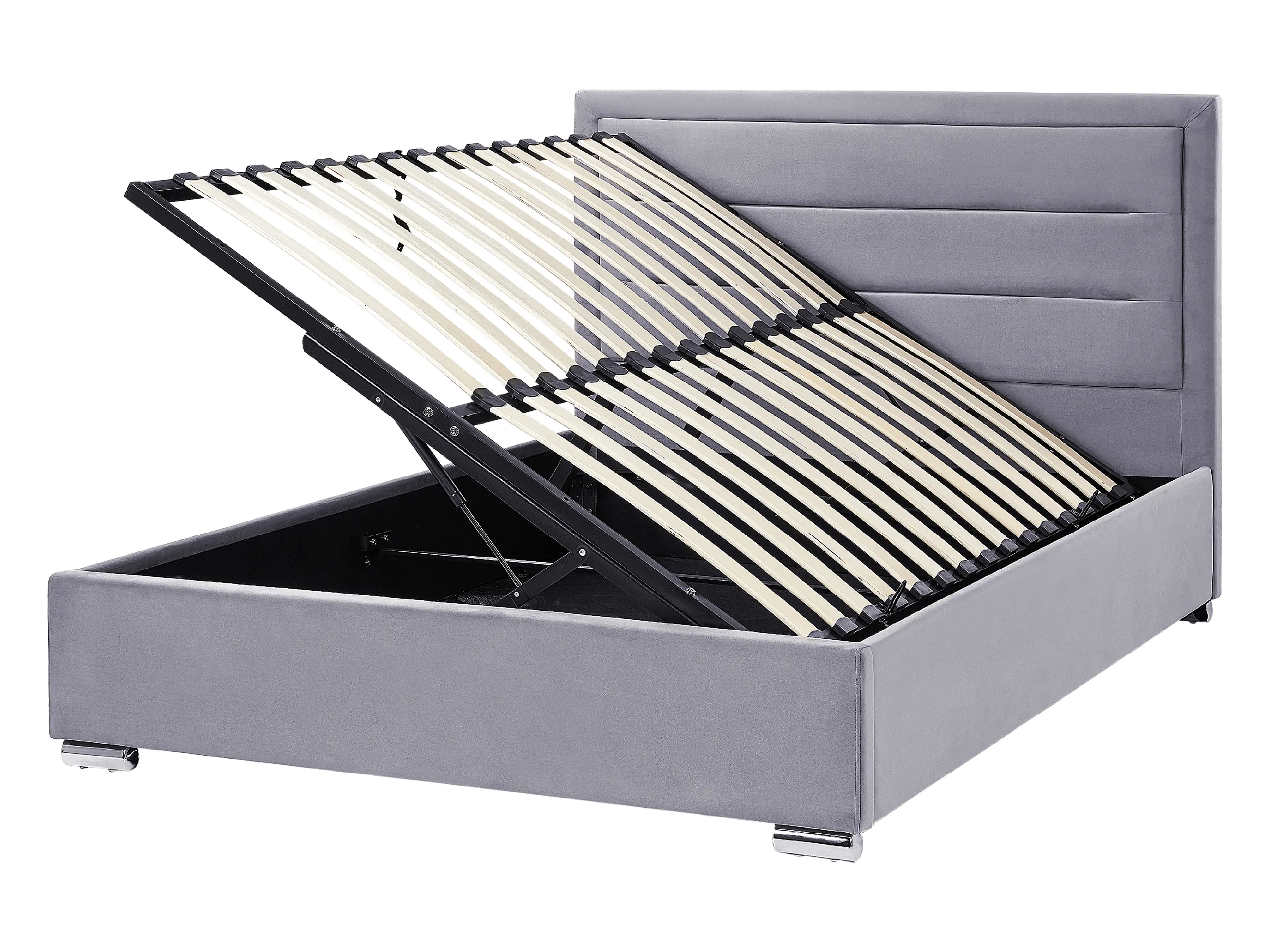 Cama con almacenaje Terciopelo ROUEN 140 x 200 cm Gris oscuro
